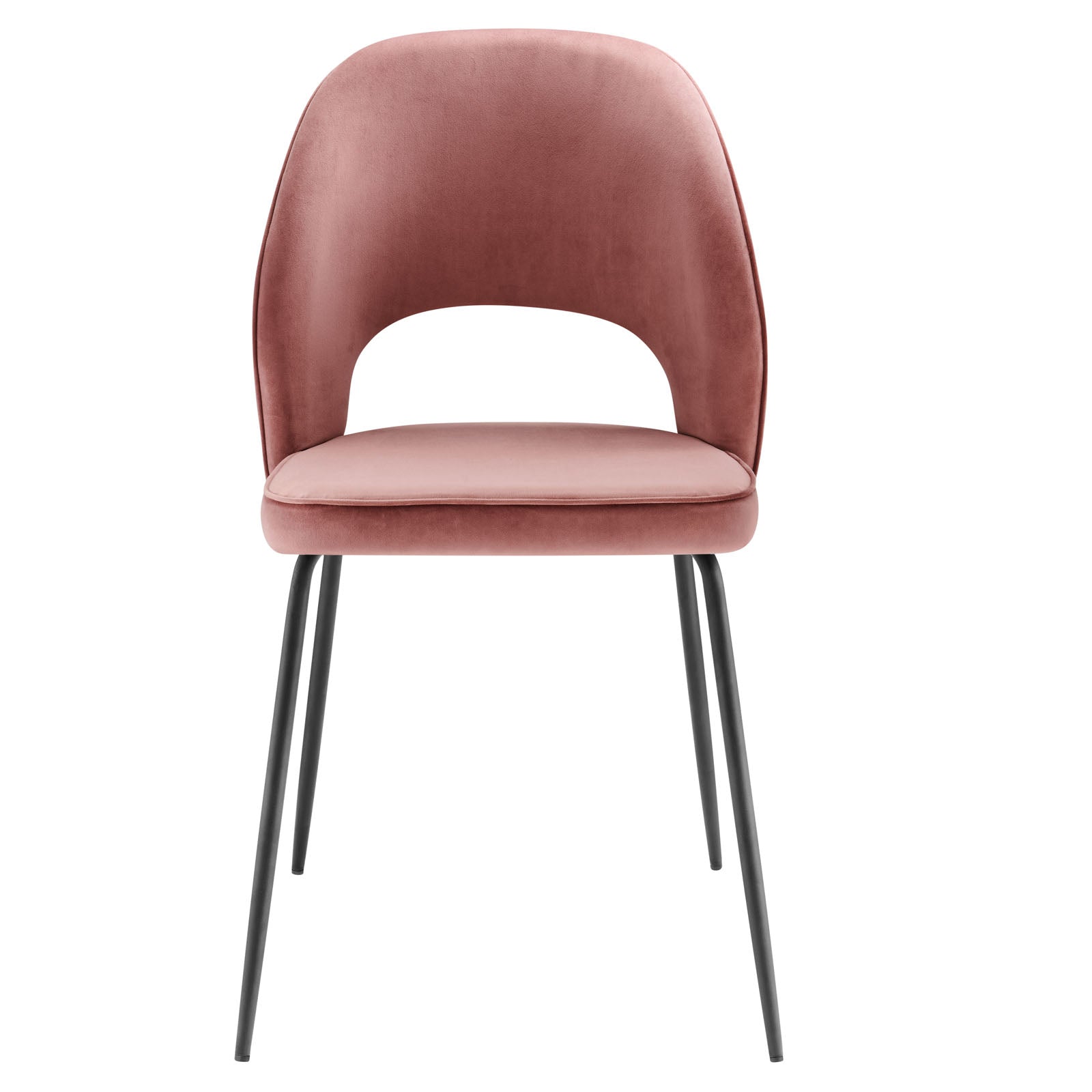 Modway Dining Chairs - Nico Performance Velvet Dining Chair Set of 2 Black Dusty Rose