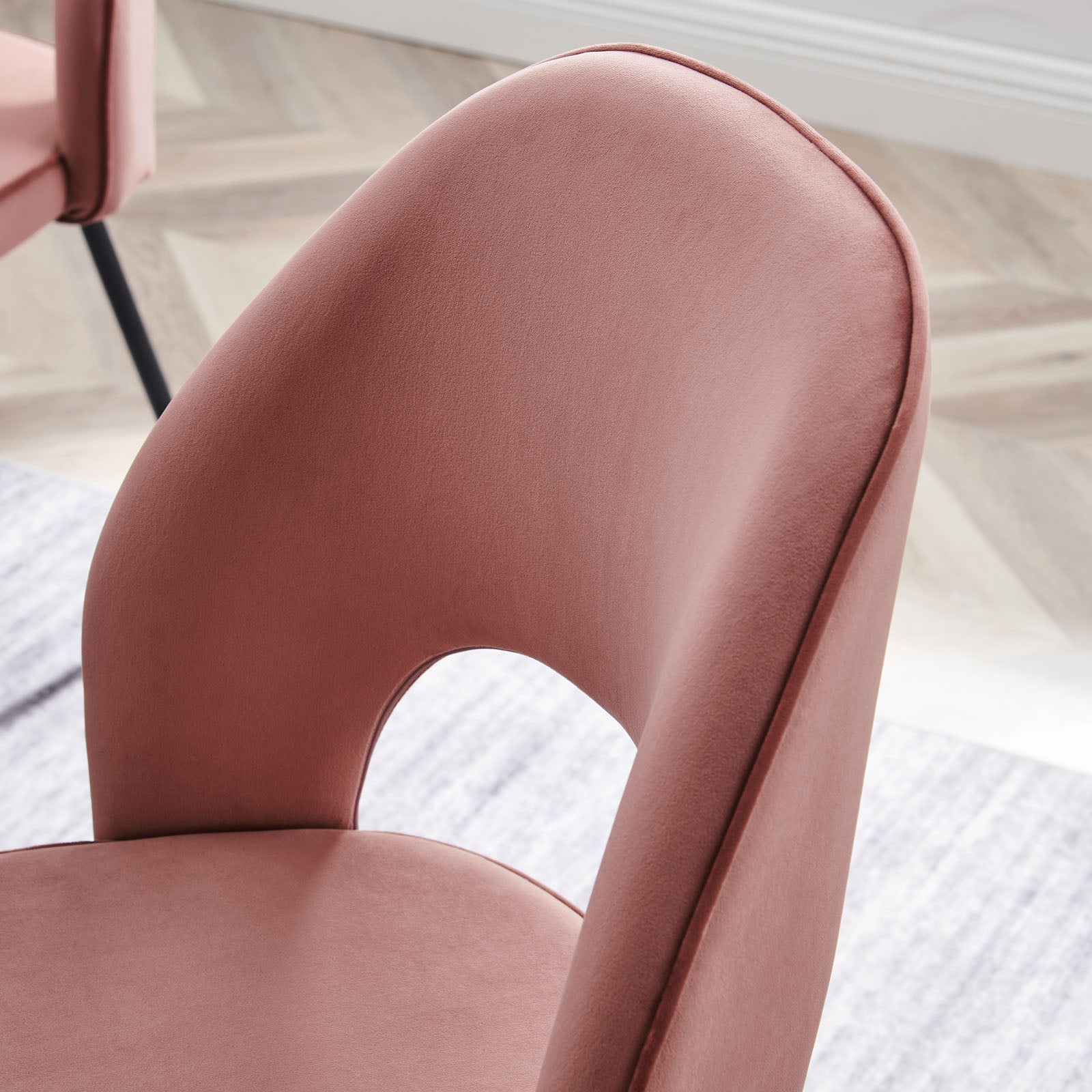 Modway Dining Chairs - Nico Performance Velvet Dining Chair Set of 2 Black Dusty Rose