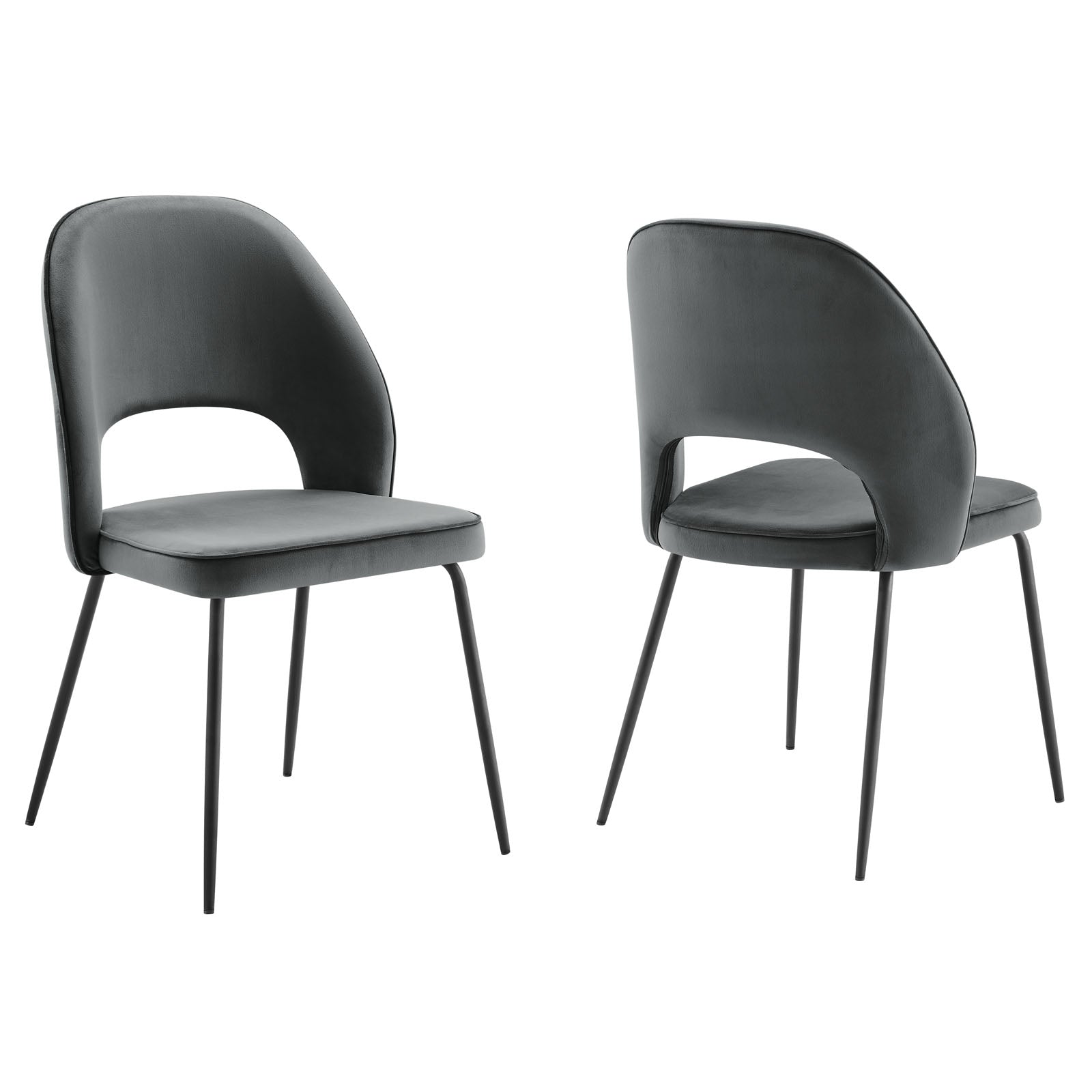 Modway Dining Chairs - Nico Performance Velvet Dining Chair Set of 2 Black Gray