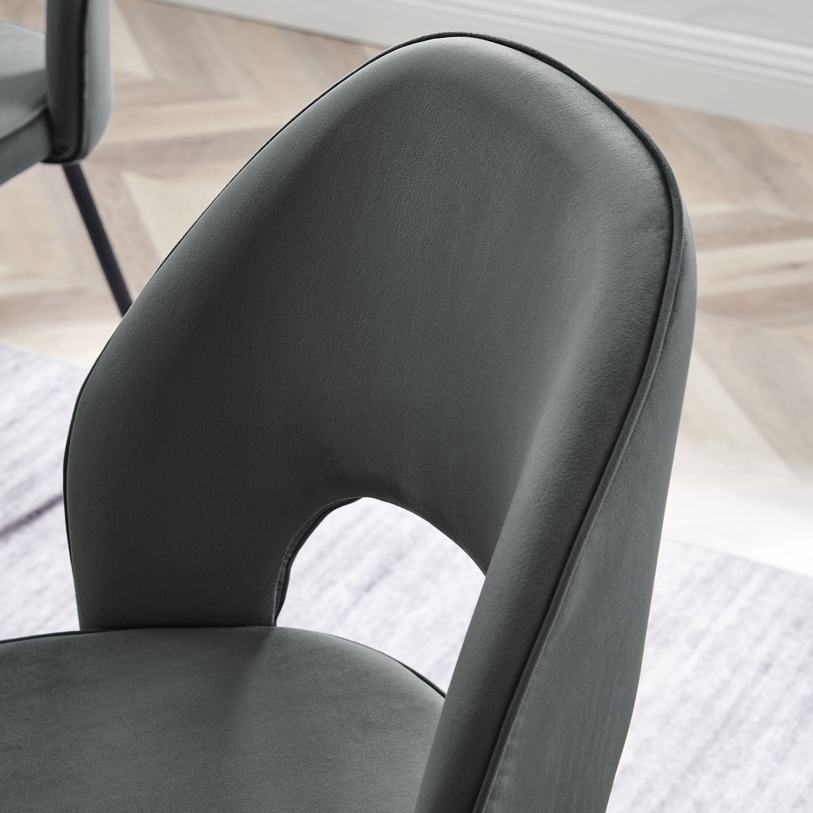 Modway Dining Chairs - Nico Performance Velvet Dining Chair Set of 2 Black Gray
