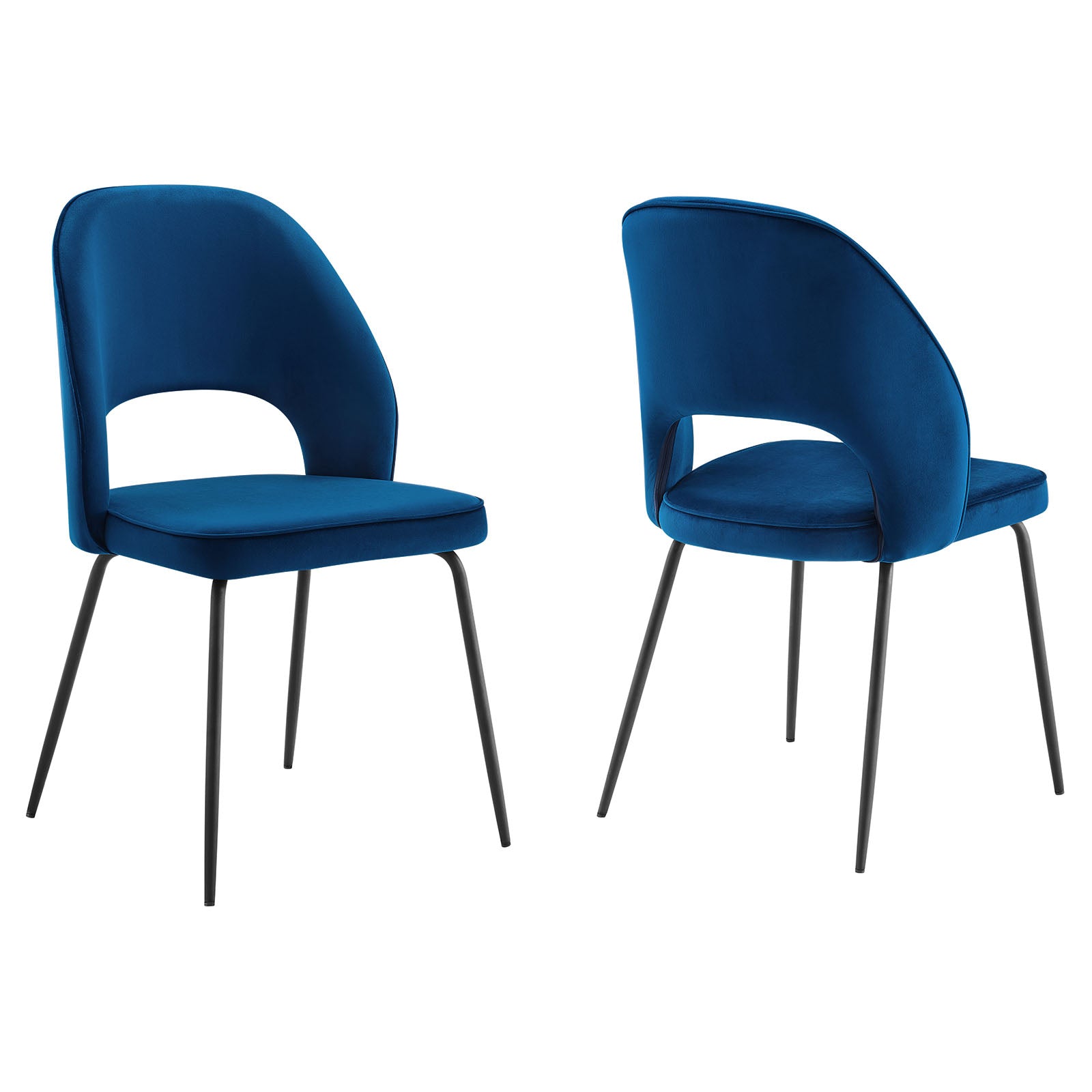 Modway Dining Chairs - Nico-Performance-Velvet-Dining-Chair-Set-of-2-Black-Navy