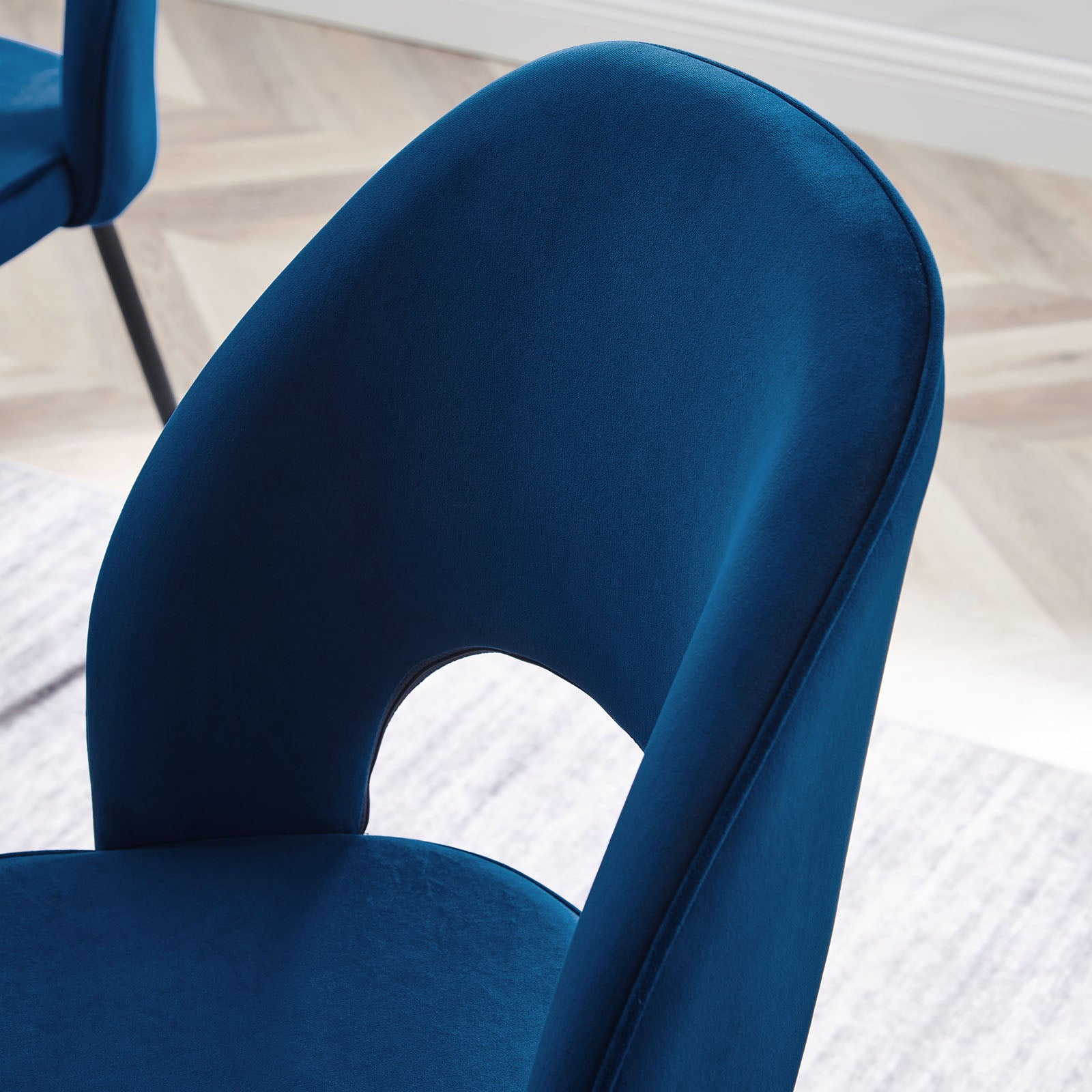 Modway Dining Chairs - Nico-Performance-Velvet-Dining-Chair-Set-of-2-Black-Navy