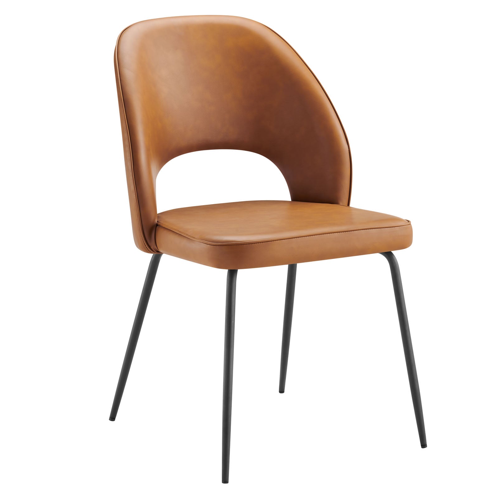 Modway Dining Chairs - Nico Vegan Leather Dining Chair Set of 2 Black Tan