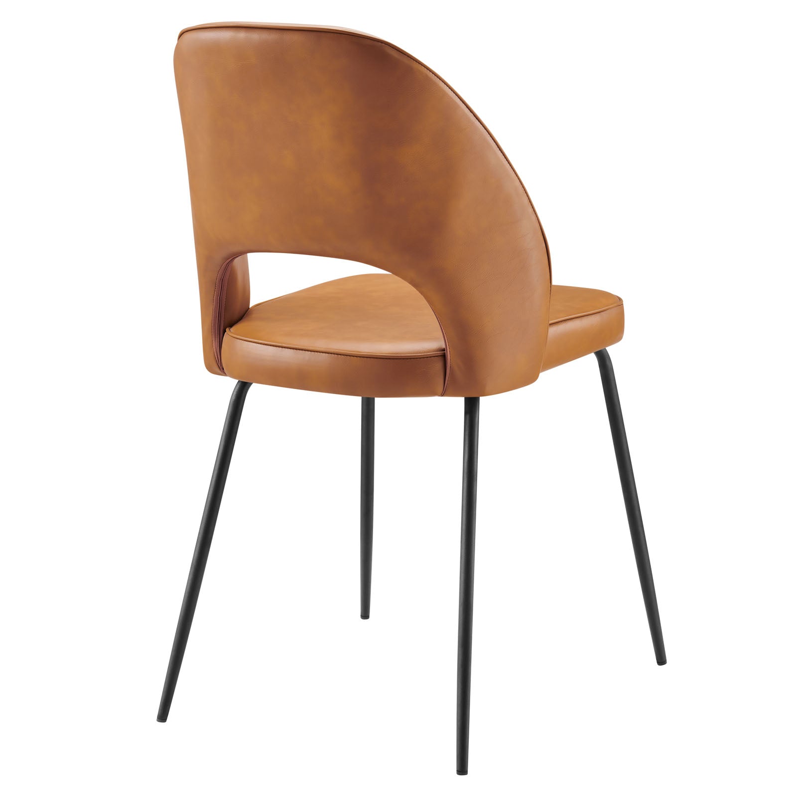Modway Dining Chairs - Nico Vegan Leather Dining Chair Set of 2 Black Tan