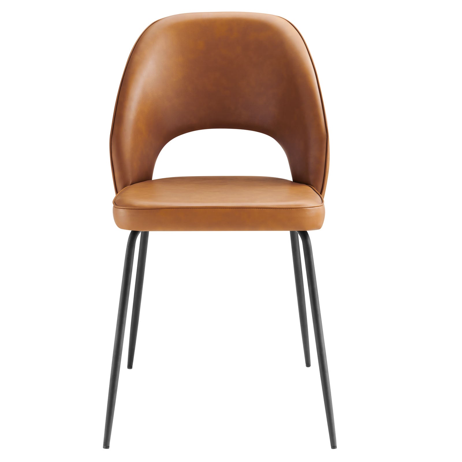 Modway Dining Chairs - Nico Vegan Leather Dining Chair Set of 2 Black Tan