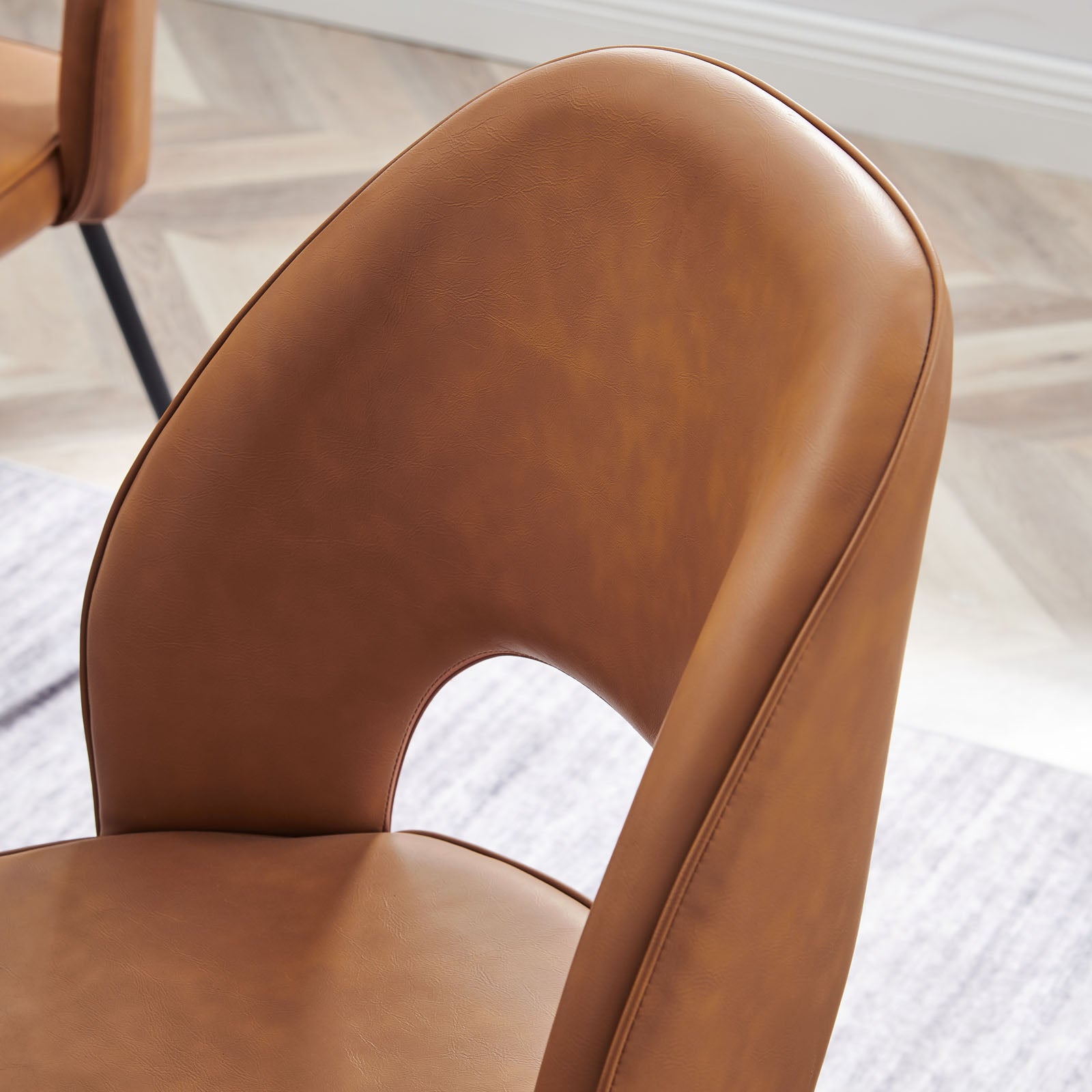 Modway Dining Chairs - Nico Vegan Leather Dining Chair Set of 2 Black Tan