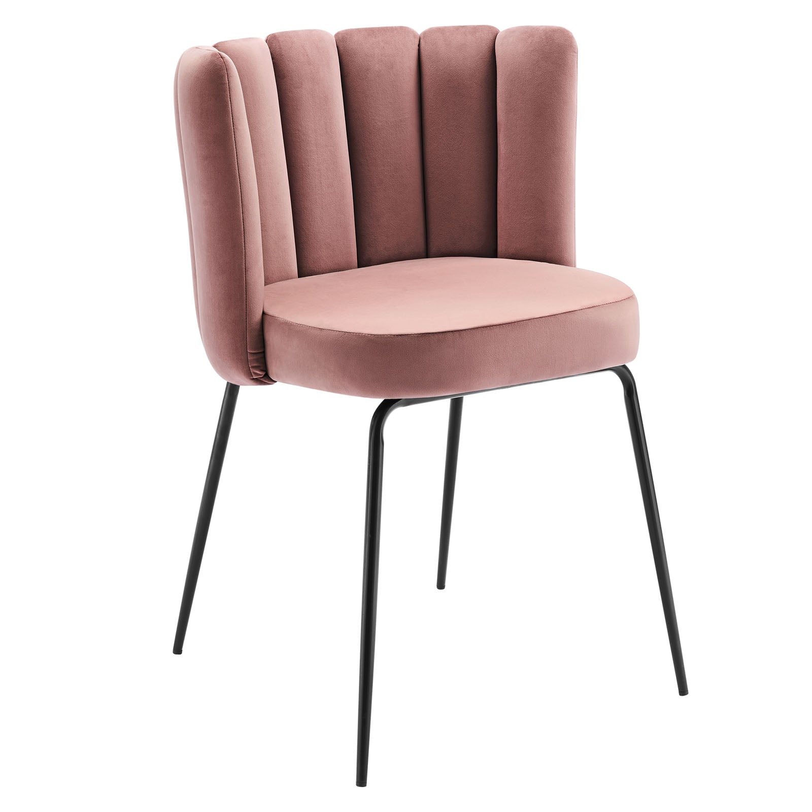 Modway Dining Chairs - Virtue Performance Velvet Dining Chair Set of 2 Black Dusty Rose