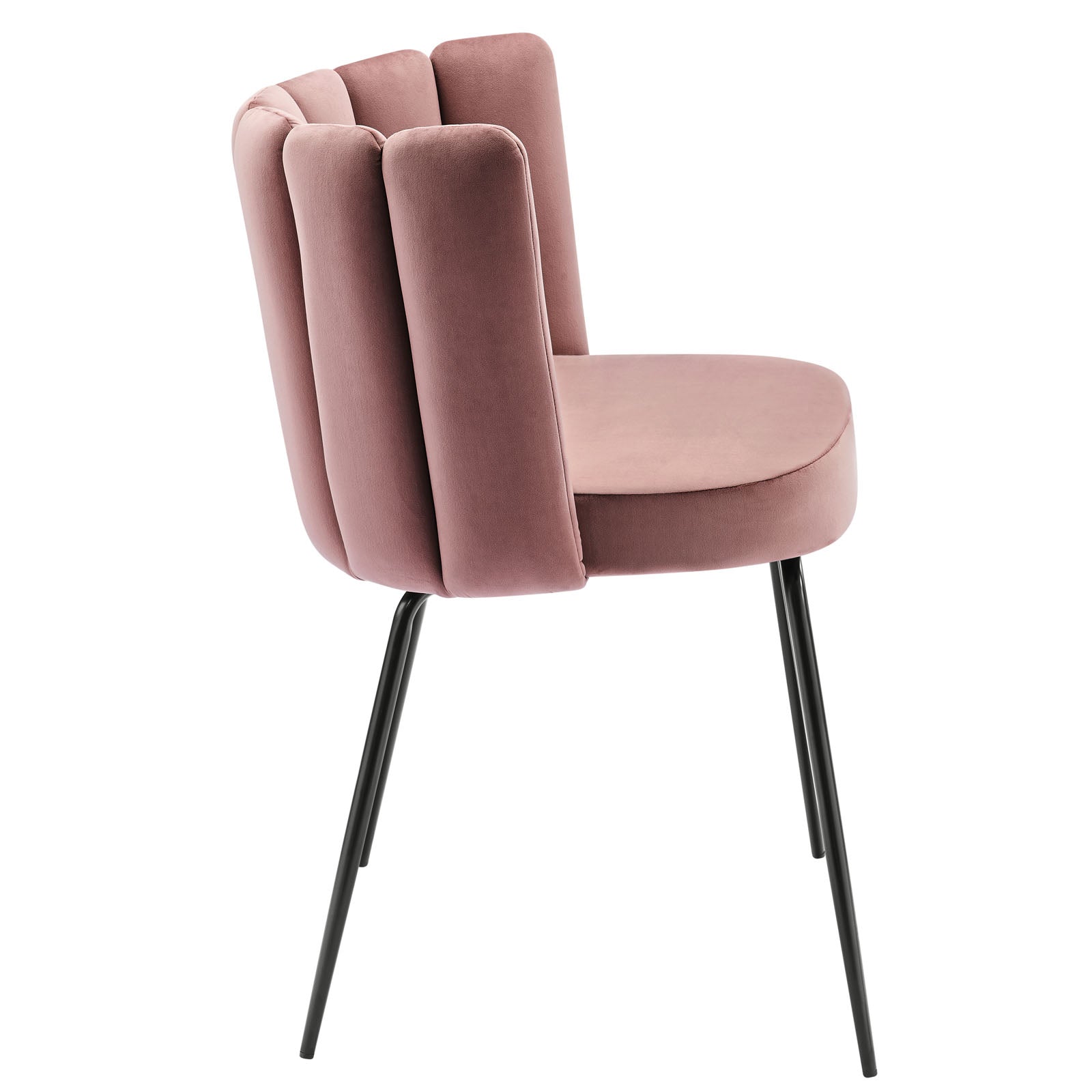 Modway Dining Chairs - Virtue Performance Velvet Dining Chair Set of 2 Black Dusty Rose
