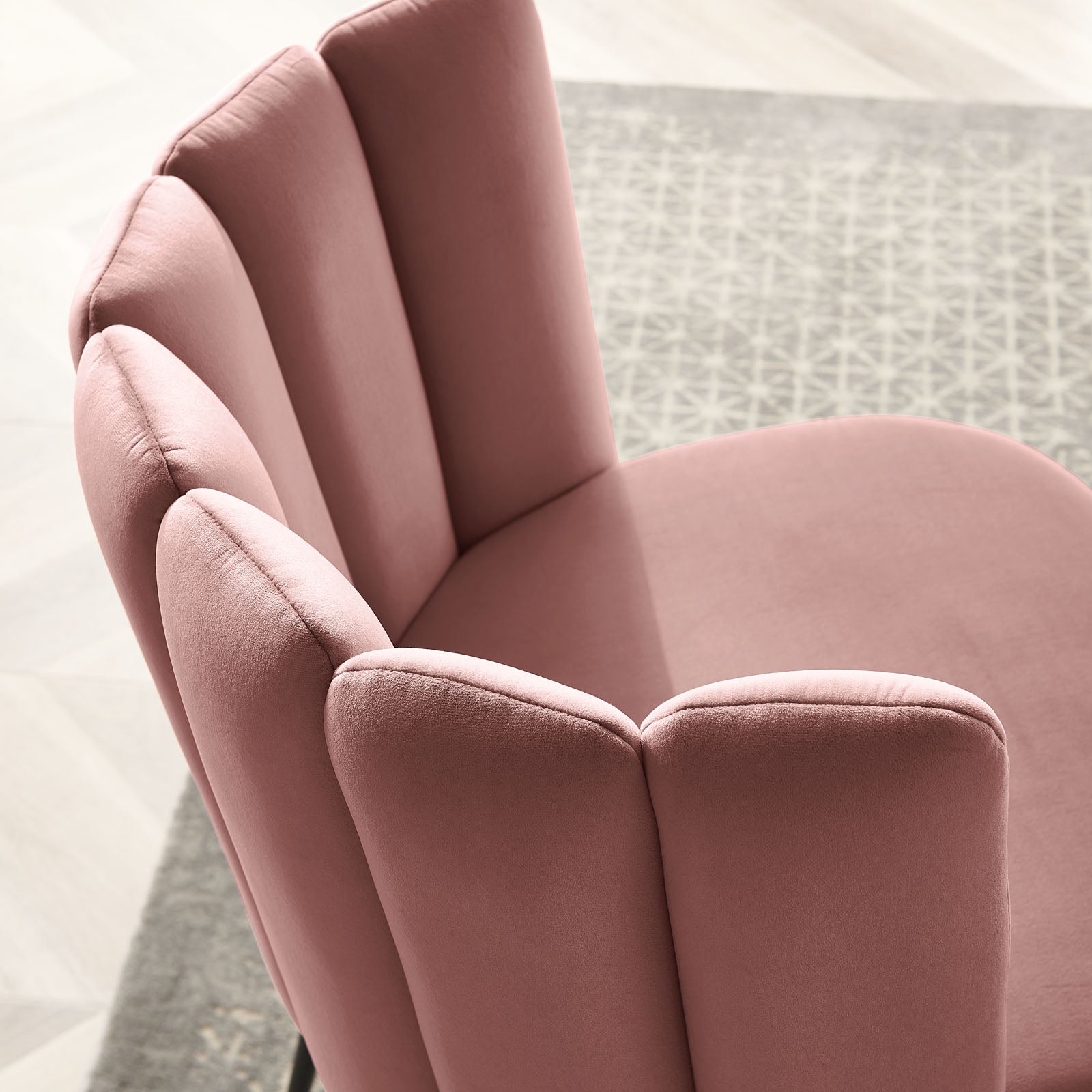 Modway Dining Chairs - Virtue Performance Velvet Dining Chair Set of 2 Black Dusty Rose