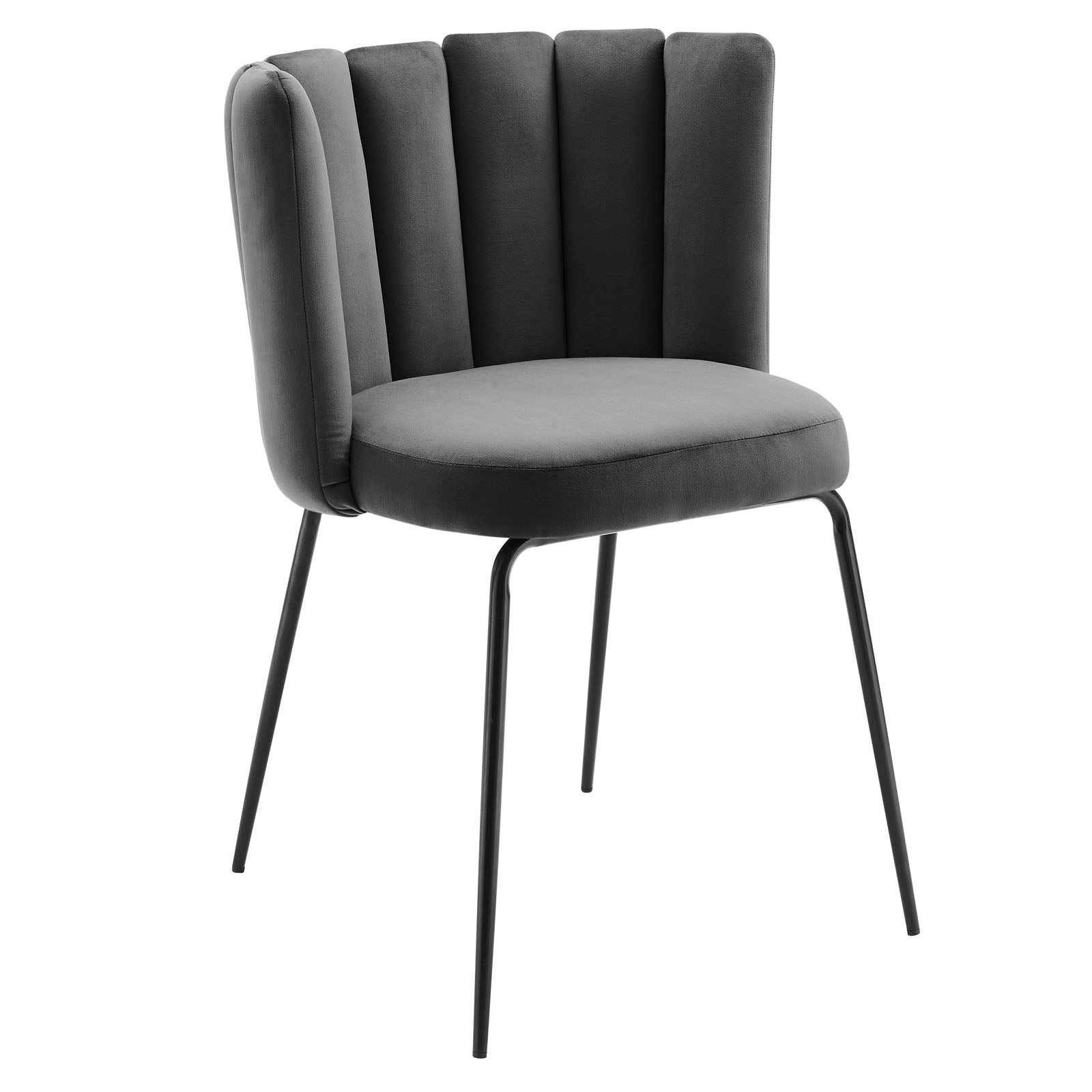 Modway Dining Chairs - Virtue Performance Velvet Dining Chair Set of 2 Black Gray