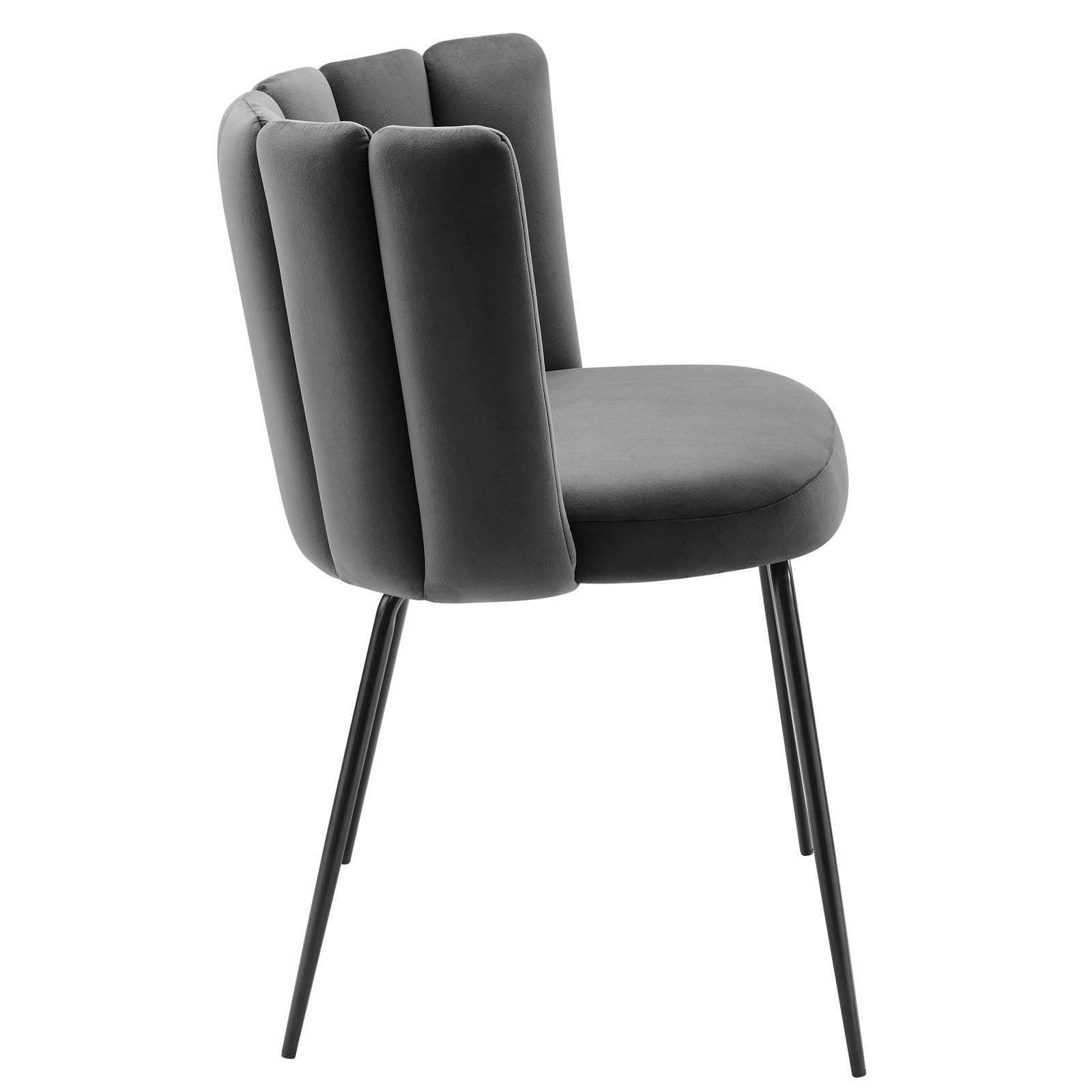 Modway Dining Chairs - Virtue Performance Velvet Dining Chair Set of 2 Black Gray