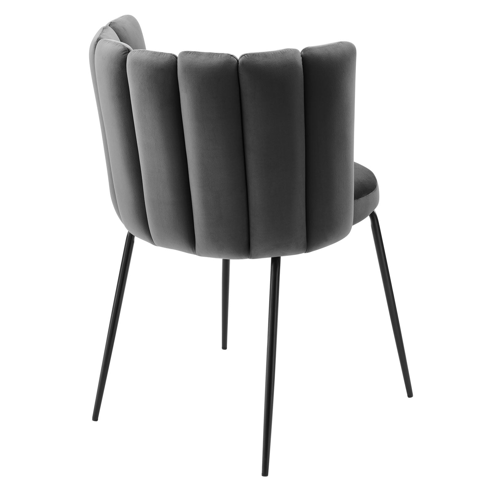 Modway Dining Chairs - Virtue Performance Velvet Dining Chair Set of 2 Black Gray