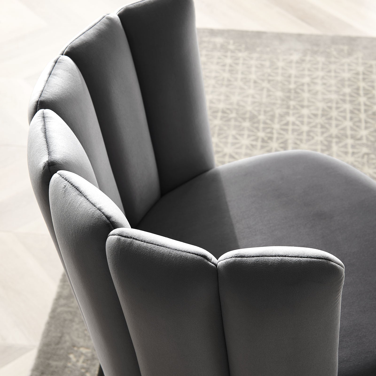 Modway Dining Chairs - Virtue Performance Velvet Dining Chair Set of 2 Black Gray