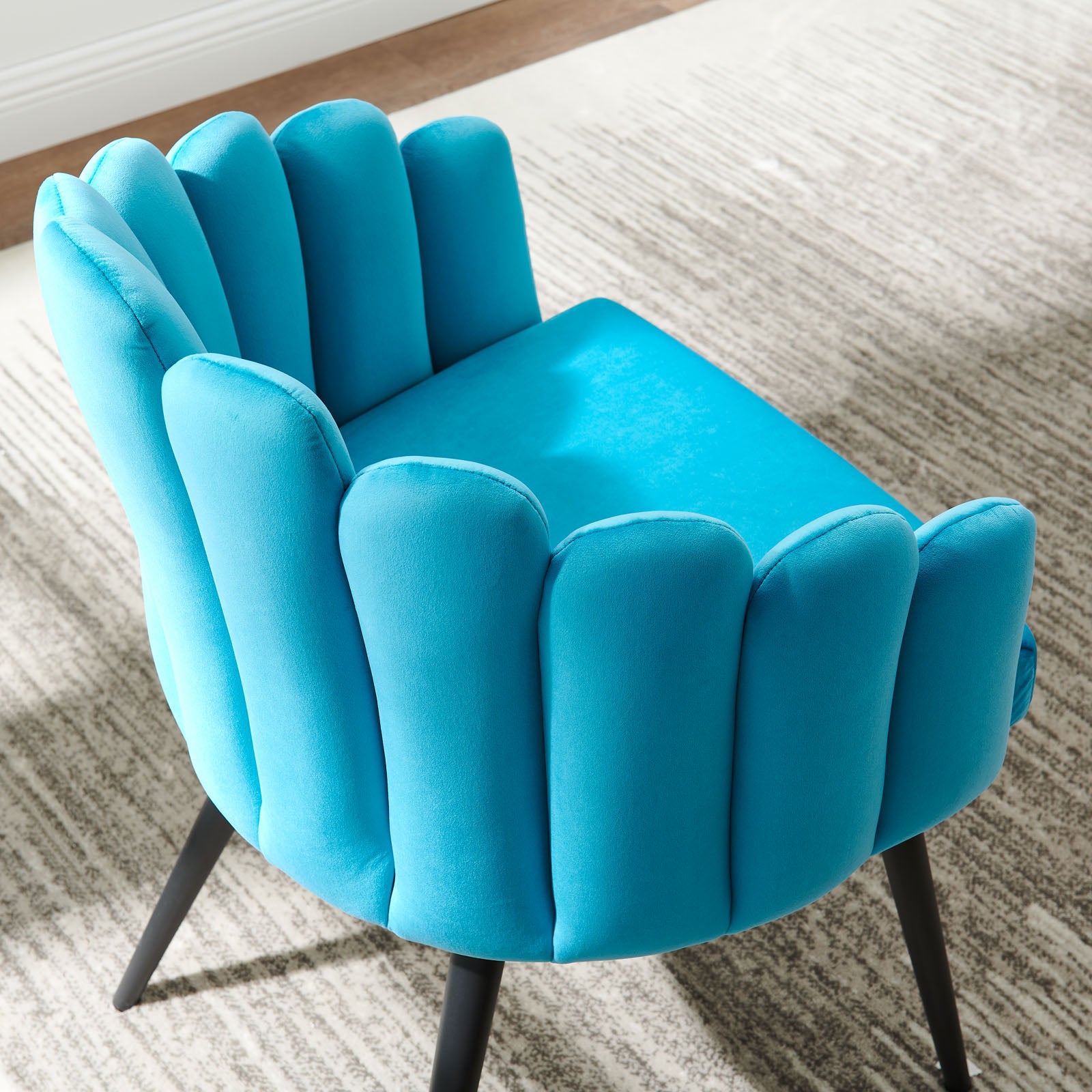 Modway Dining Chairs - Vanguard Performance Velvet Dining Chair Black Blue