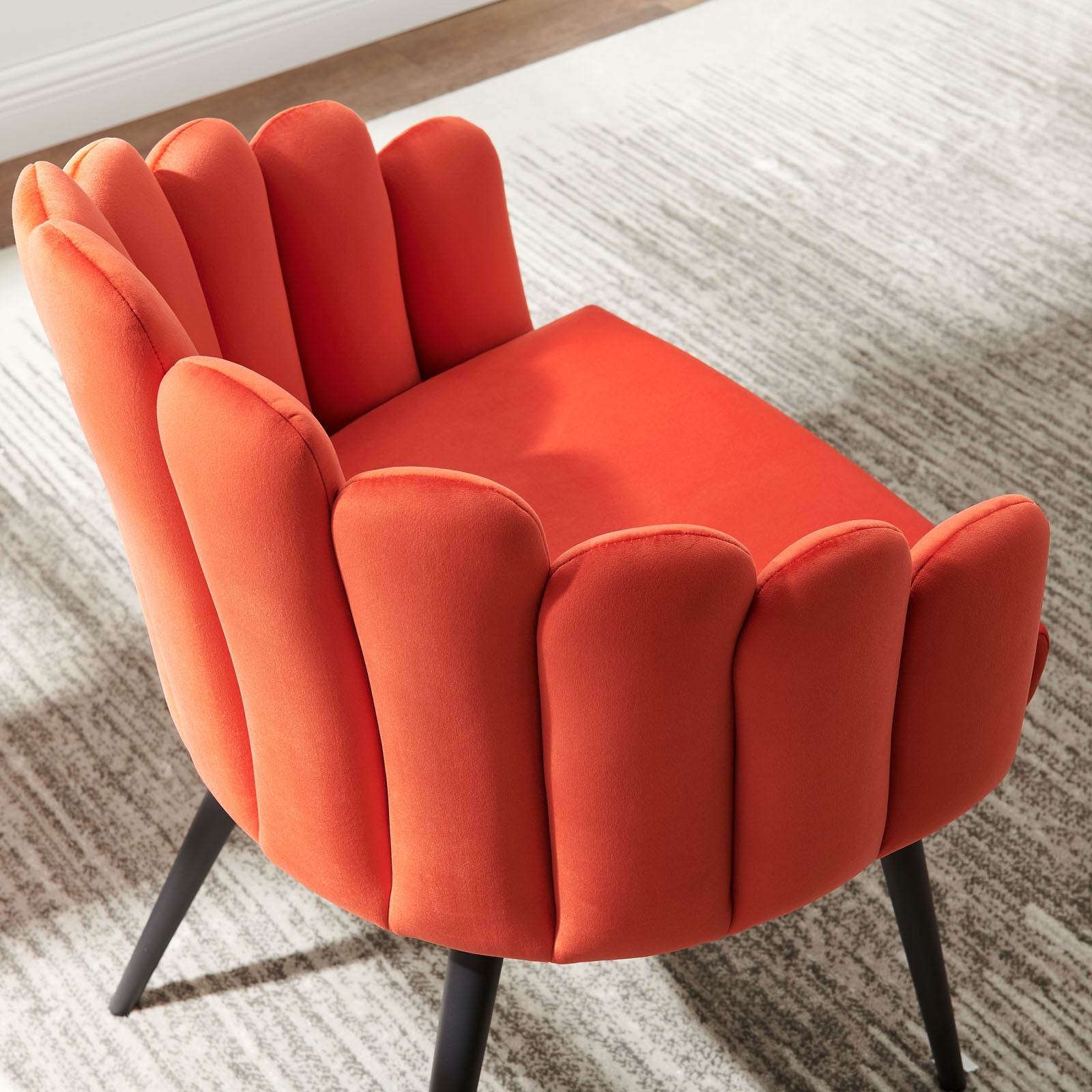 Modway Dining Chairs - Vanguard Performance Velvet Dining Chair Black Orange