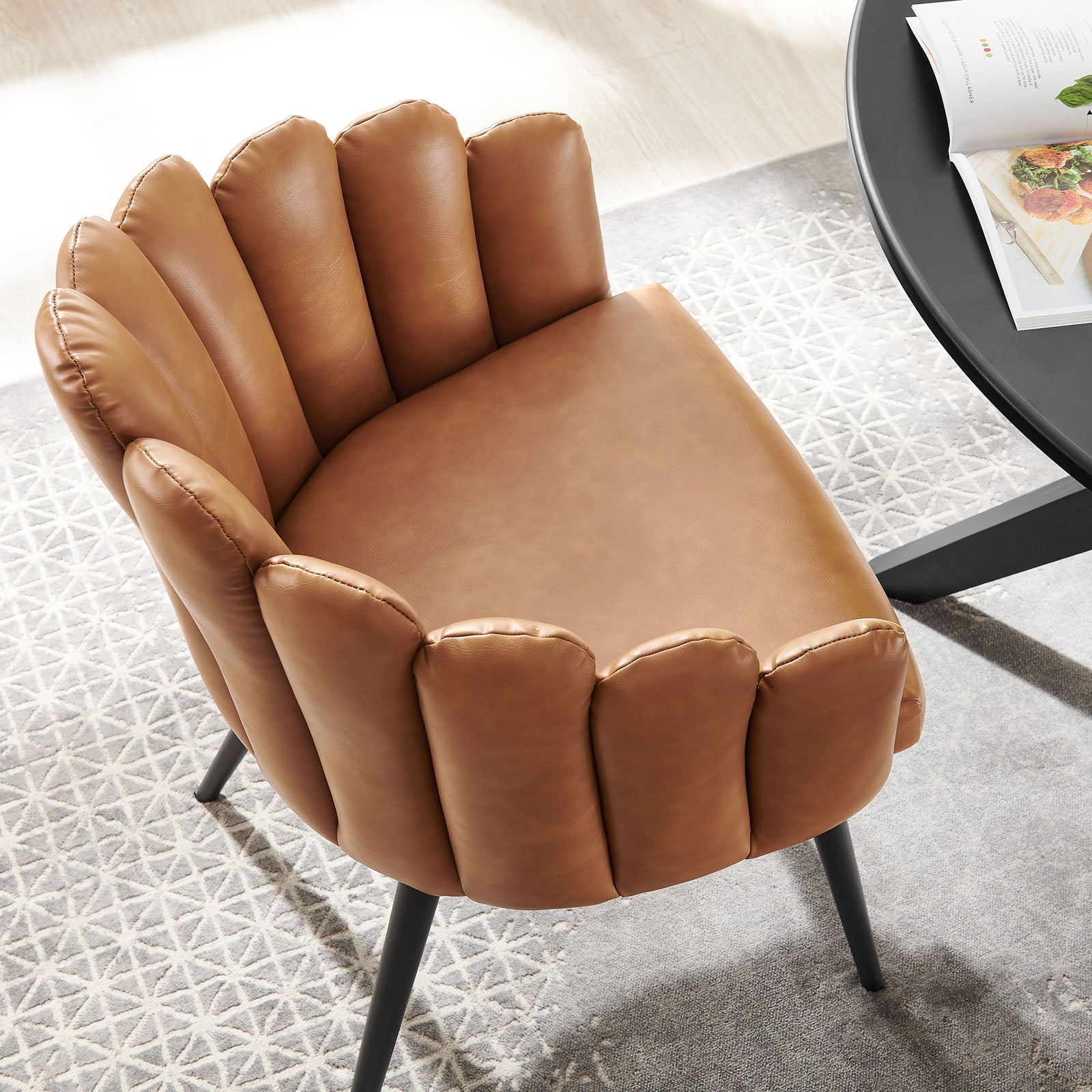 Modway Dining Chairs - Vanguard Vegan Leather Dining Chair Black Tan