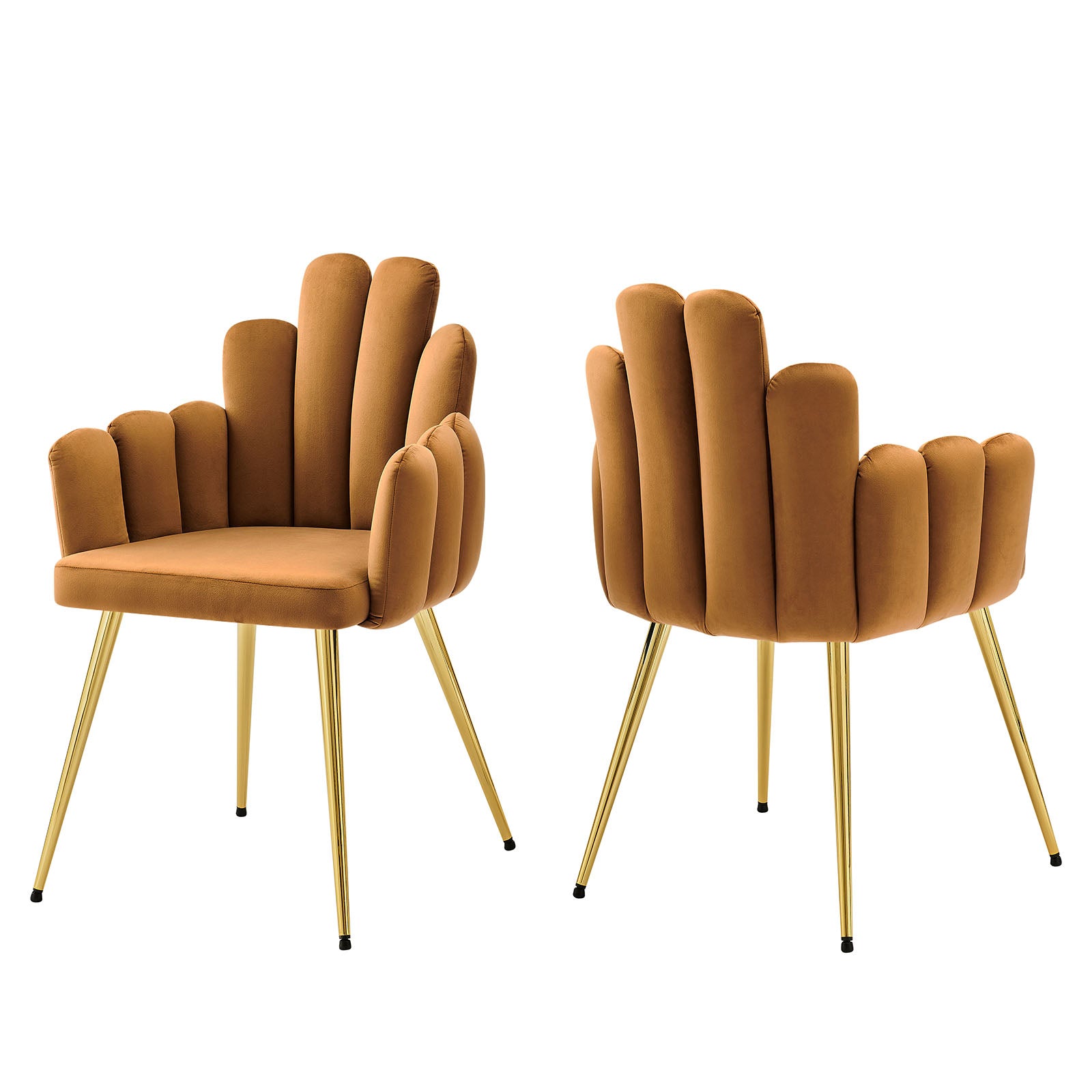 Modway Dining Chairs - Viceroy Performance Velvet Dining Chair Set of 2 Gold Cognac
