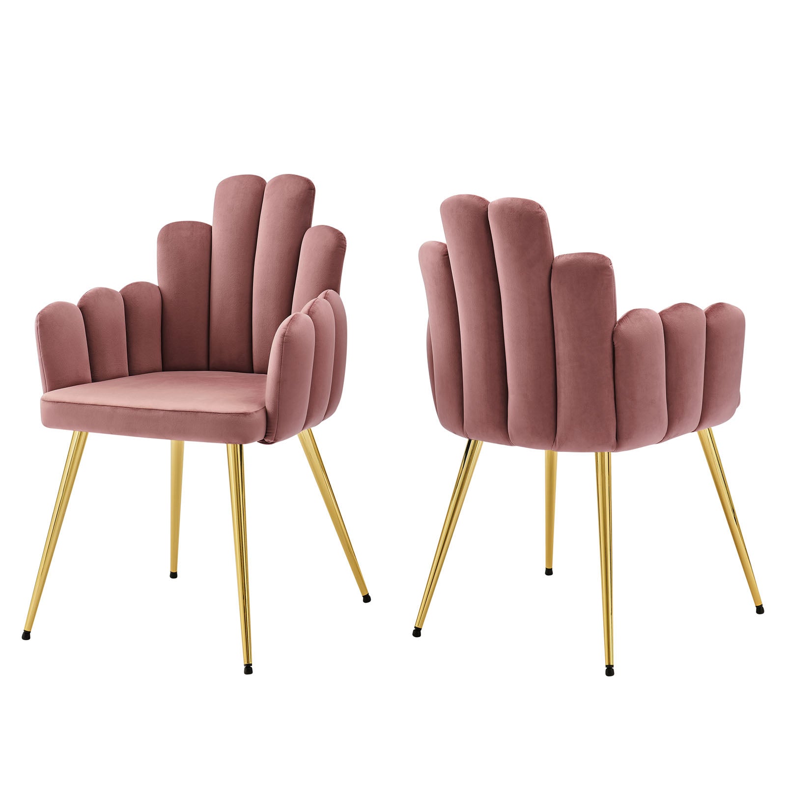 Modway Dining Chairs - Viceroy Performance Velvet Dining Chair Set of 2 Gold Dusty Rose