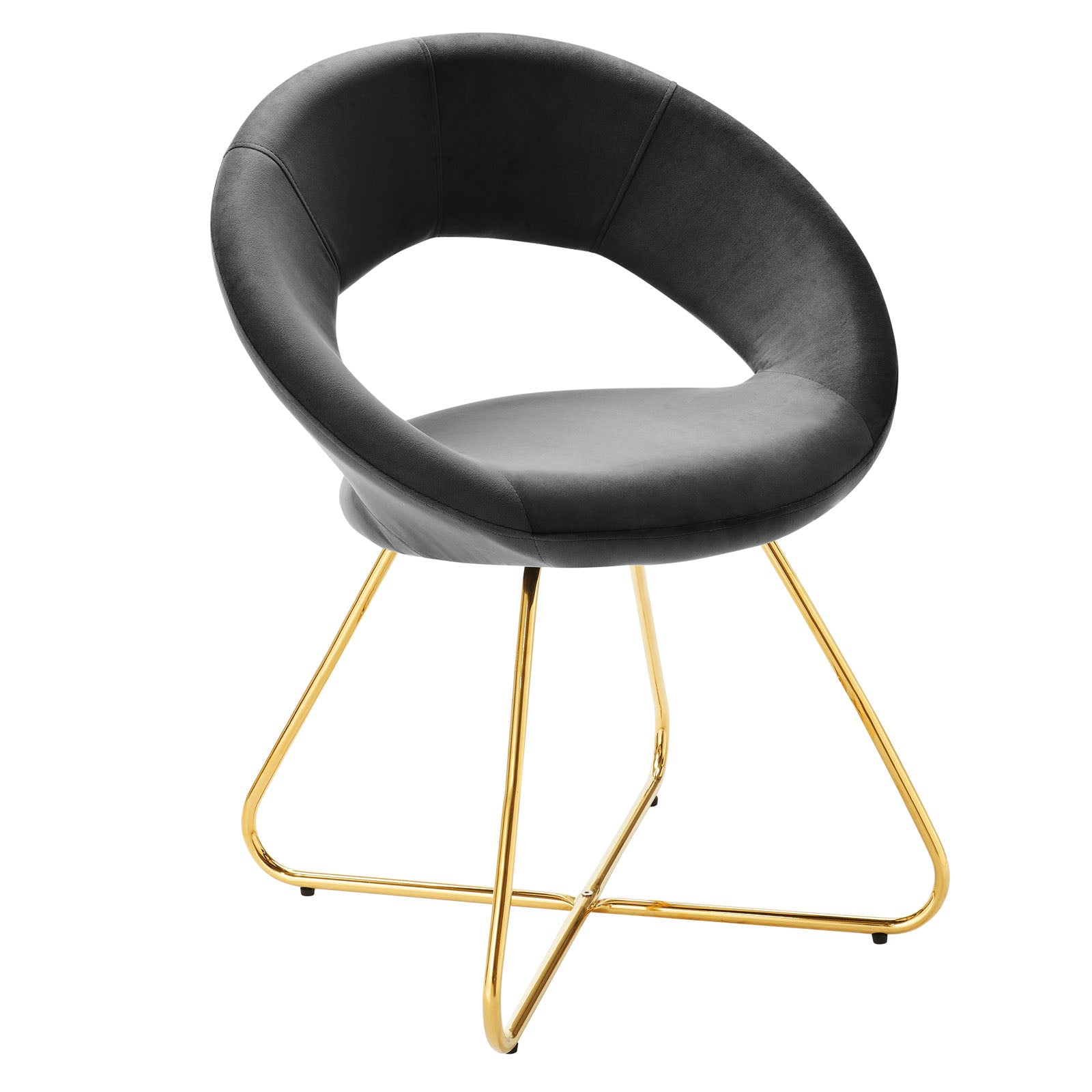Modway Dining Chairs - Nouvelle Performance Velvet Dining Chair Set of 2 Gold Charcoal