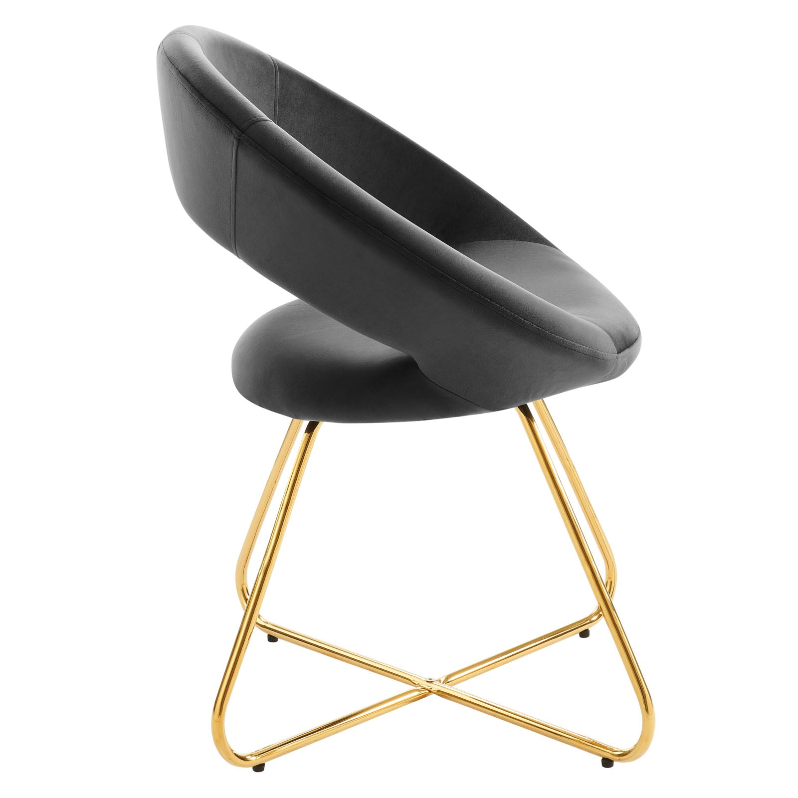 Modway Dining Chairs - Nouvelle Performance Velvet Dining Chair Set of 2 Gold Charcoal
