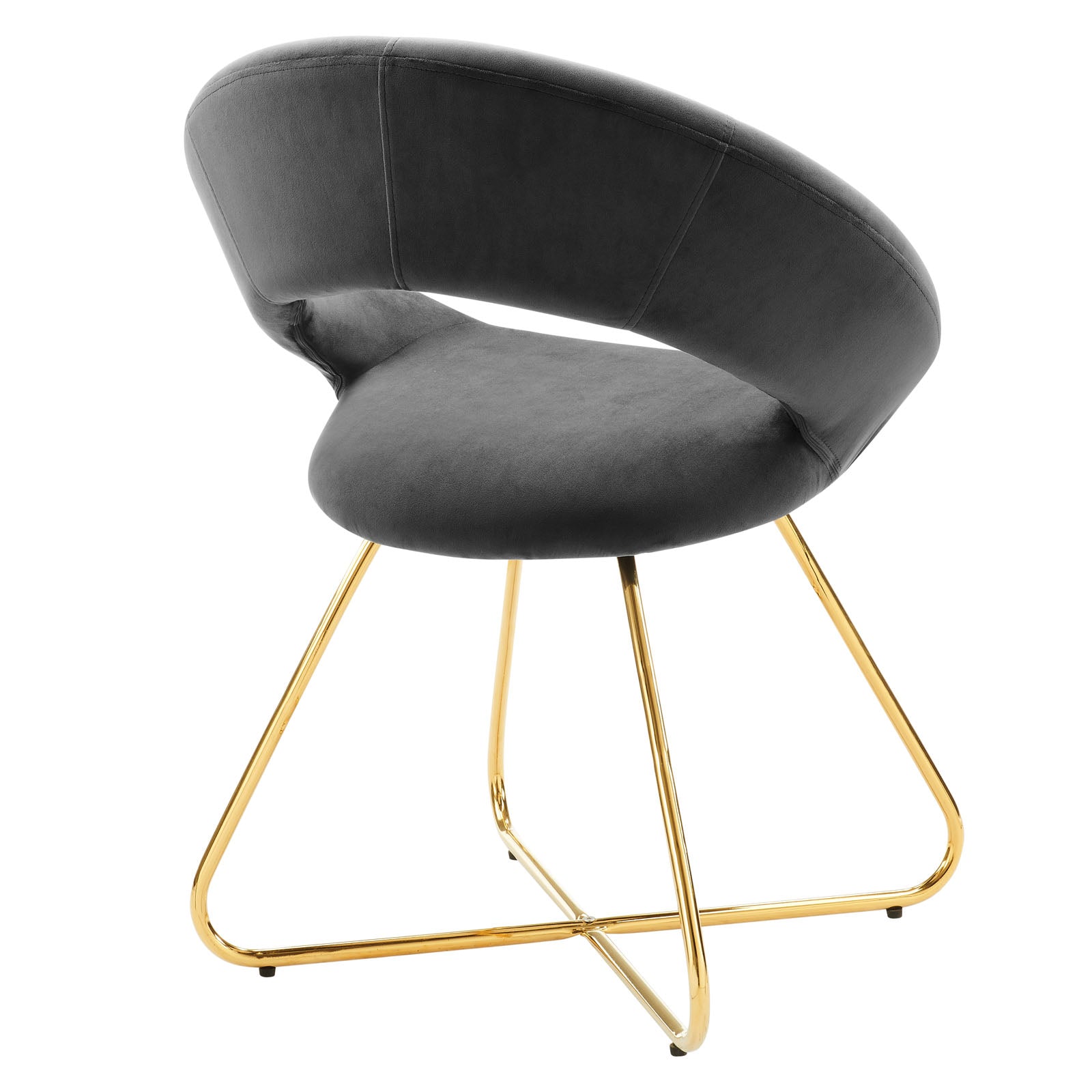 Modway Dining Chairs - Nouvelle Performance Velvet Dining Chair Set of 2 Gold Charcoal