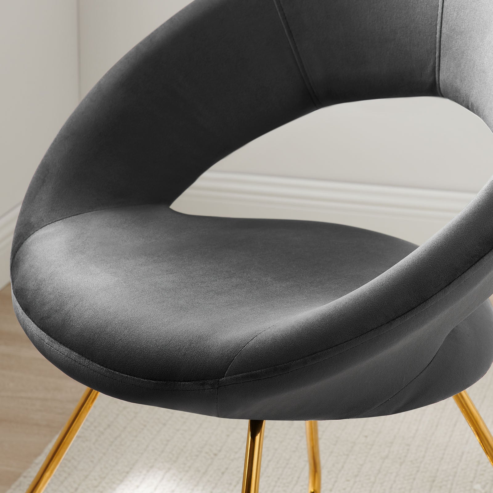 Modway Dining Chairs - Nouvelle Performance Velvet Dining Chair Set of 2 Gold Charcoal