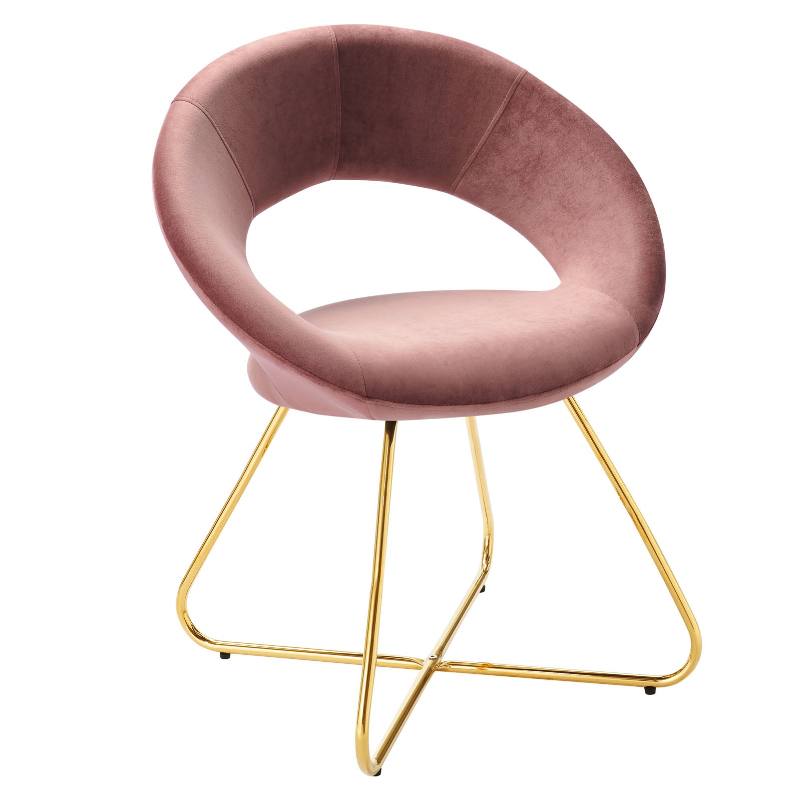 Modway Dining Chairs - Nouvelle Performance Velvet Dining Chair Set of 2 Gold Dusty Rose