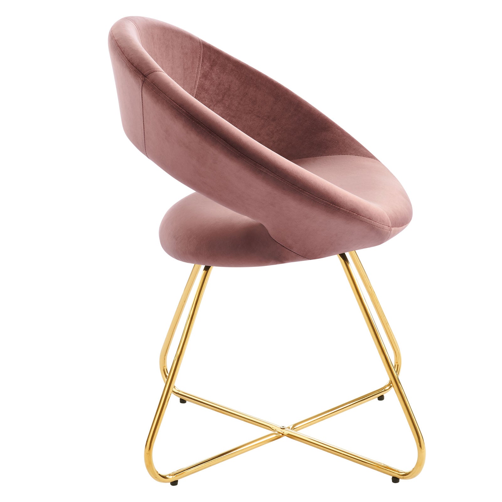 Modway Dining Chairs - Nouvelle Performance Velvet Dining Chair Set of 2 Gold Dusty Rose