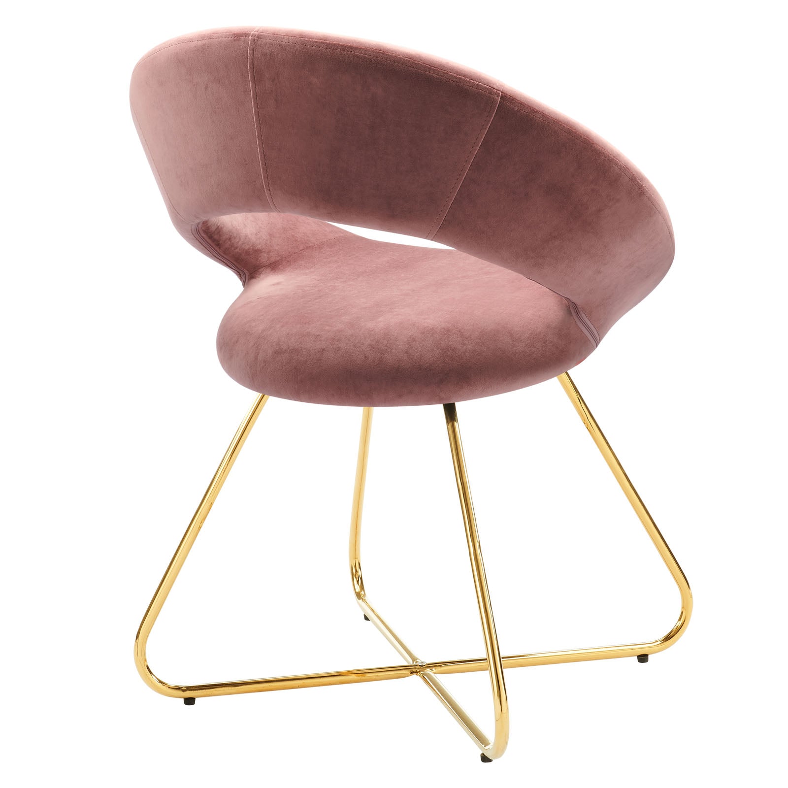 Modway Dining Chairs - Nouvelle Performance Velvet Dining Chair Set of 2 Gold Dusty Rose