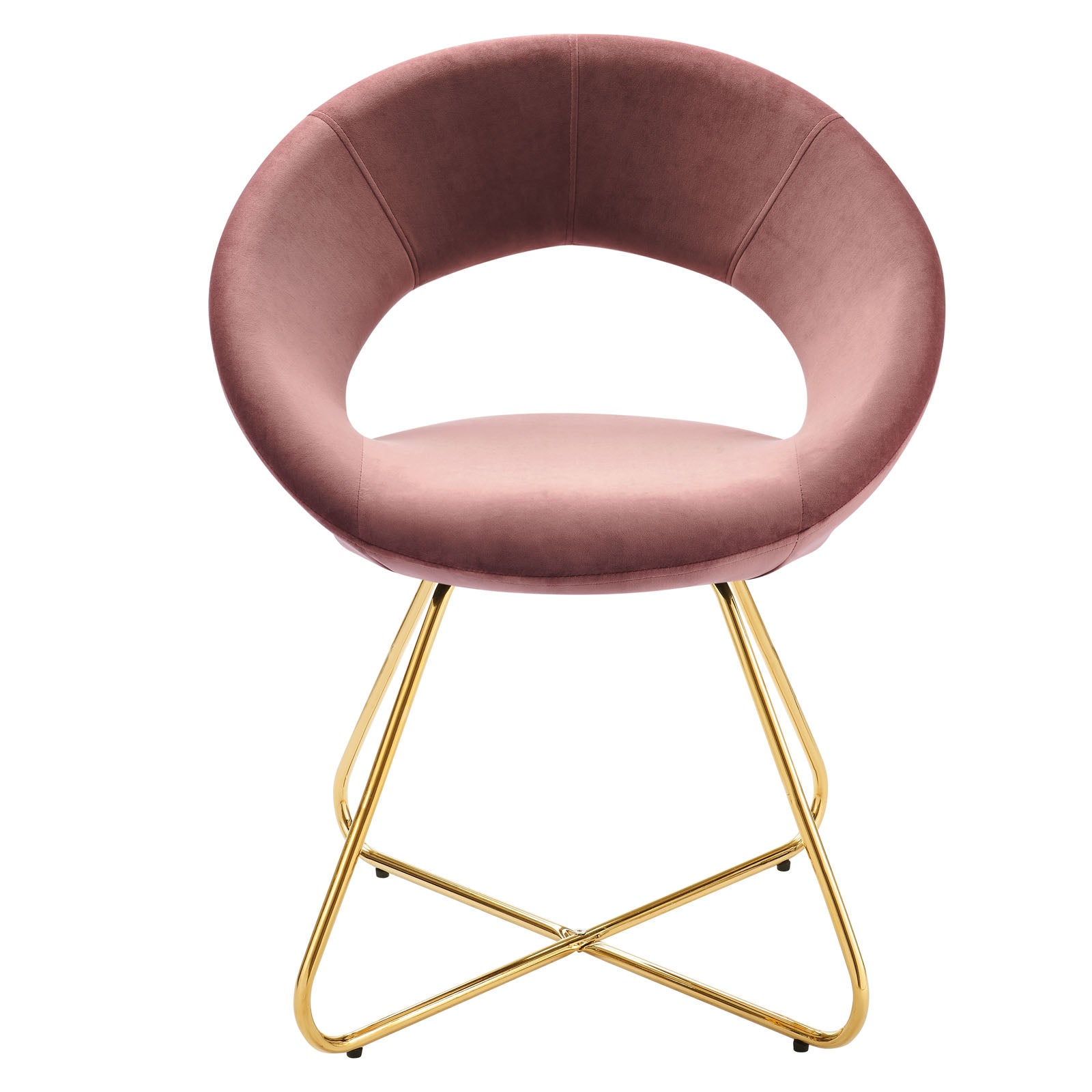 Modway Dining Chairs - Nouvelle Performance Velvet Dining Chair Set of 2 Gold Dusty Rose