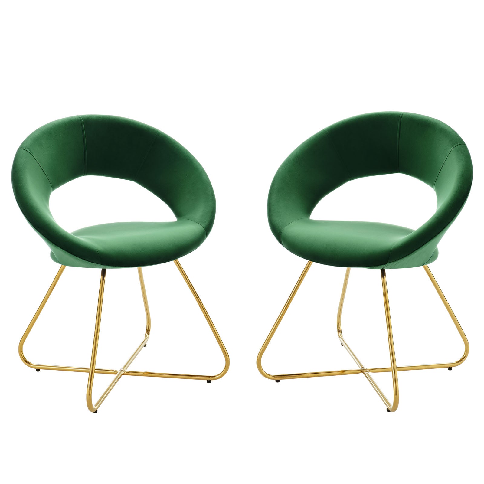 Modway Dining Chairs - Nouvelle Performance Velvet Dining Chair Set of 2 Gold Emerald