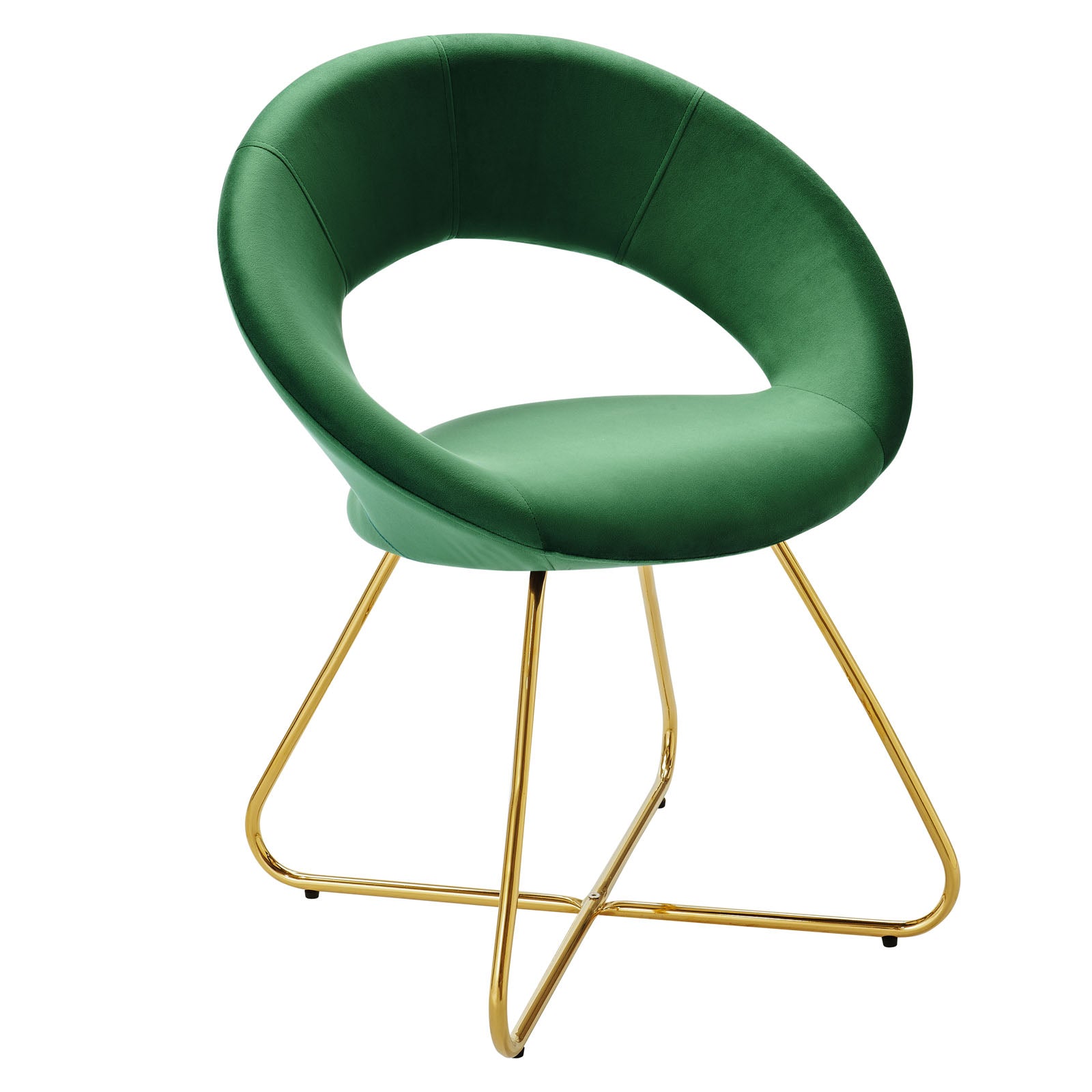 Modway Dining Chairs - Nouvelle Performance Velvet Dining Chair Set of 2 Gold Emerald