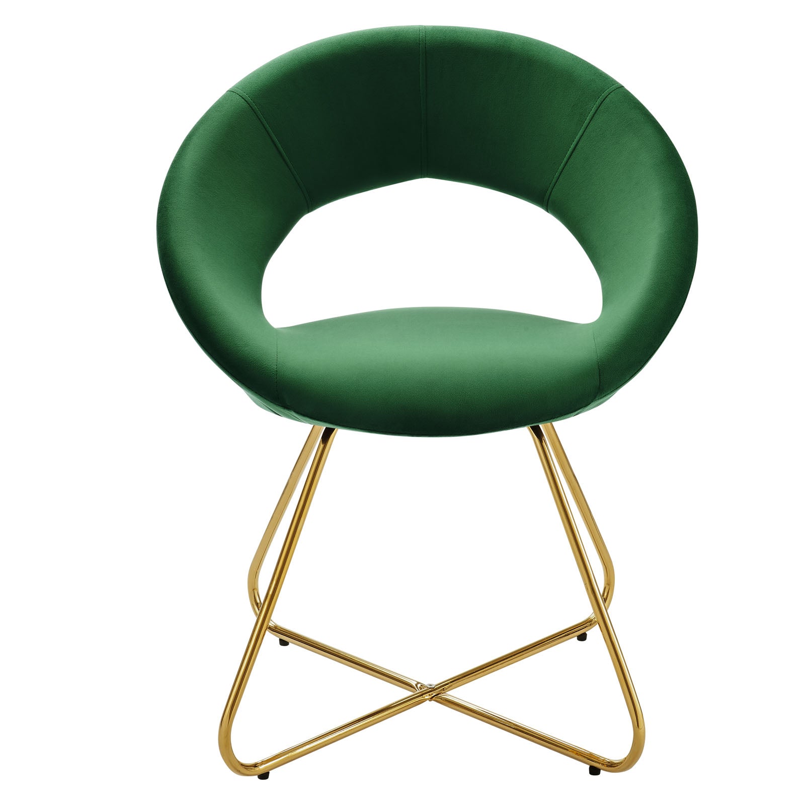 Modway Dining Chairs - Nouvelle Performance Velvet Dining Chair Set of 2 Gold Emerald