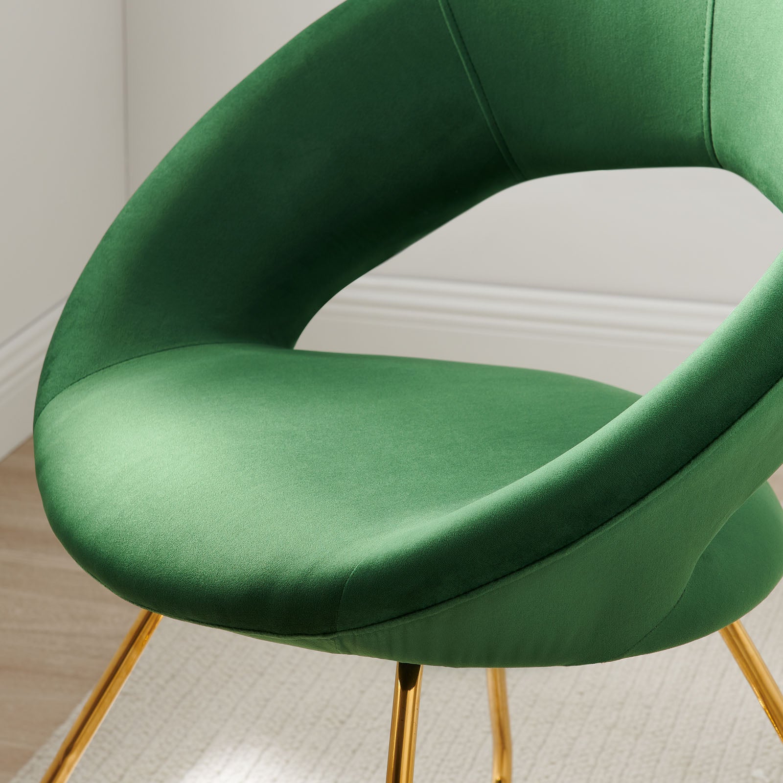 Modway Dining Chairs - Nouvelle Performance Velvet Dining Chair Set of 2 Gold Emerald