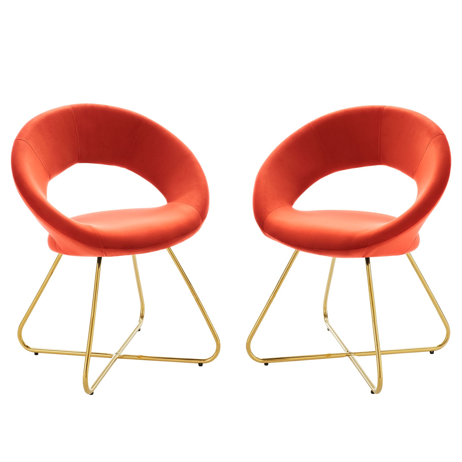 Modway Dining Chairs - Nouvelle Performance Velvet Dining Chair Set of 2 Gold Orange