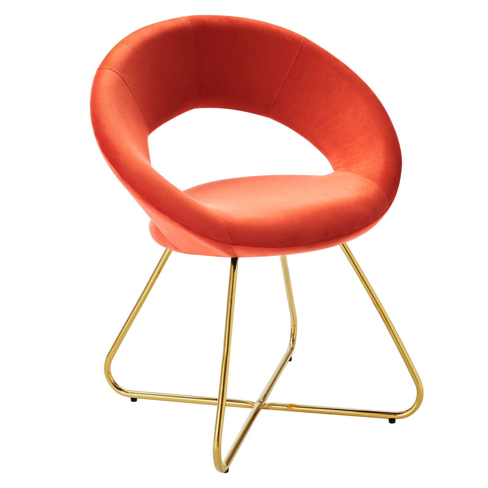 Modway Dining Chairs - Nouvelle Performance Velvet Dining Chair Set of 2 Gold Orange