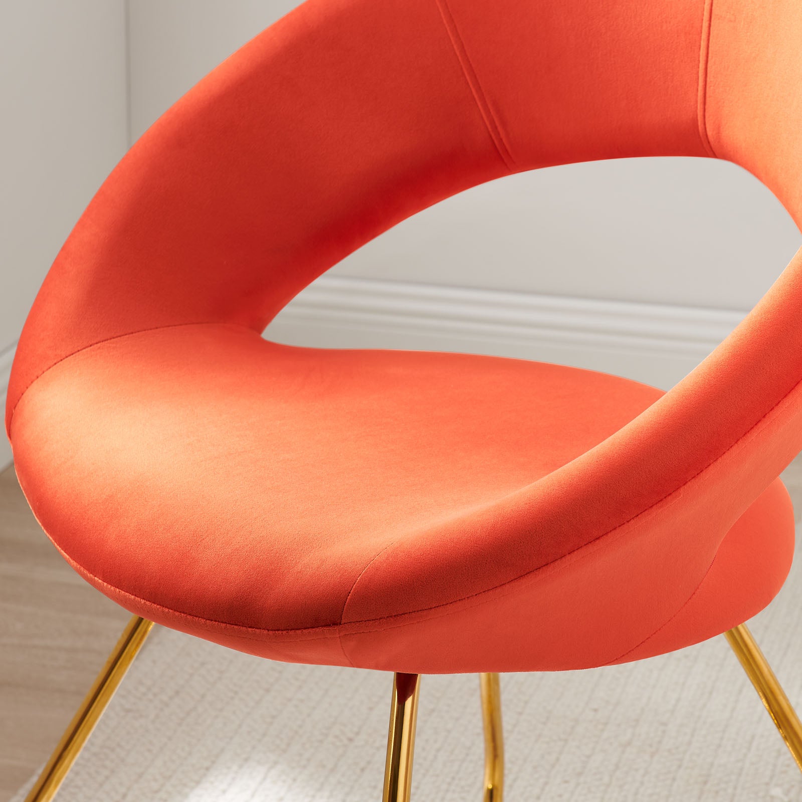 Modway Dining Chairs - Nouvelle Performance Velvet Dining Chair Set of 2 Gold Orange