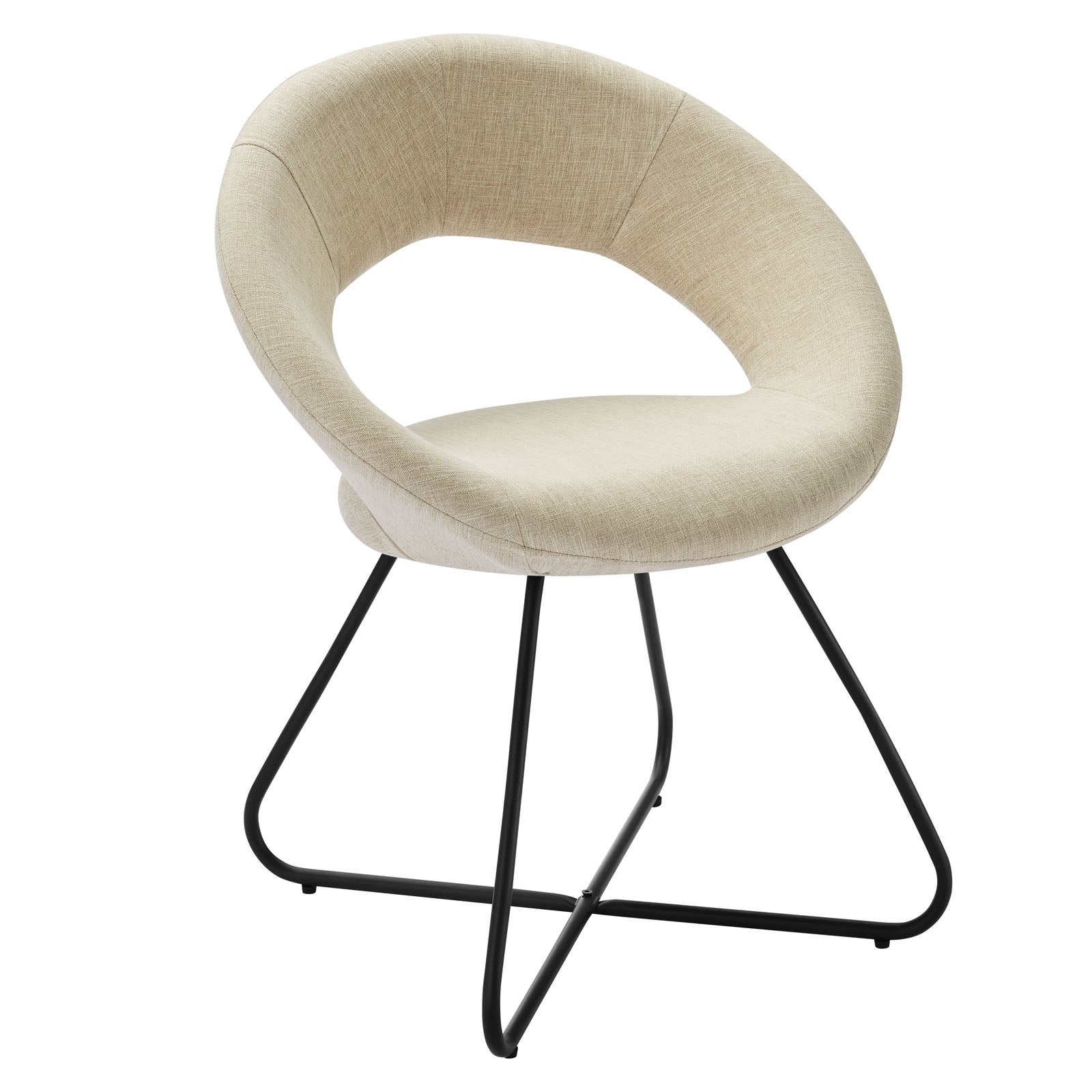 Modway Dining Chairs - Nouvelle Upholstered Fabric Dining Chair Set of 2 Black Beige