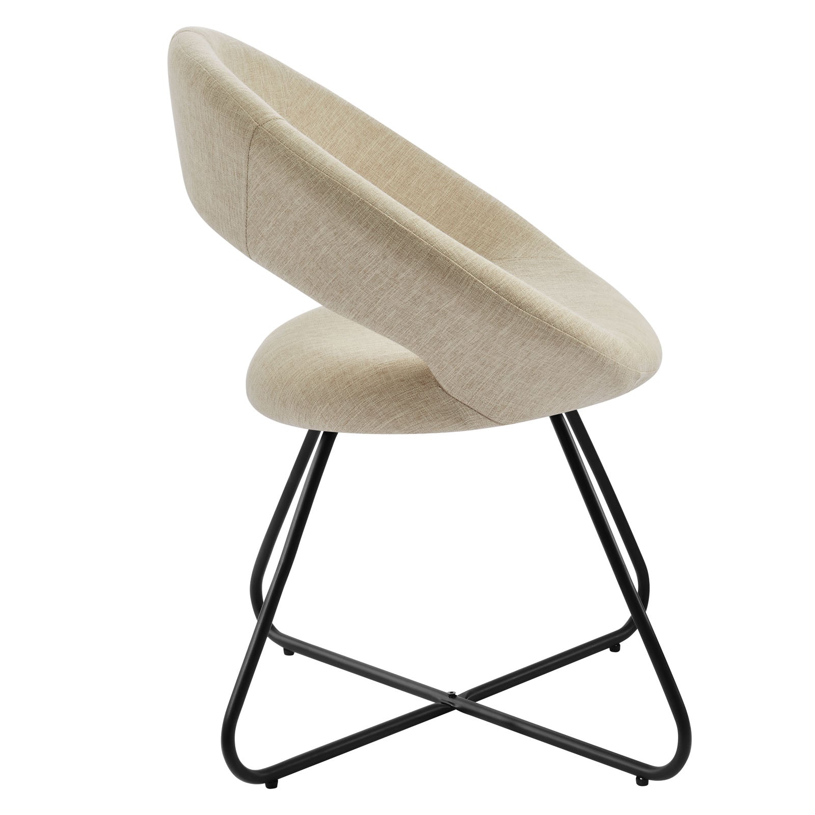 Modway Dining Chairs - Nouvelle Upholstered Fabric Dining Chair Set of 2 Black Beige