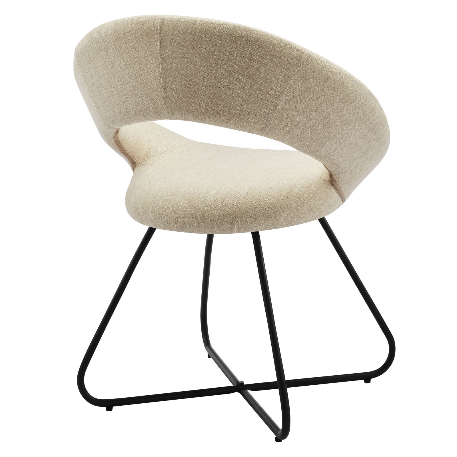 Modway Dining Chairs - Nouvelle Upholstered Fabric Dining Chair Set of 2 Black Beige
