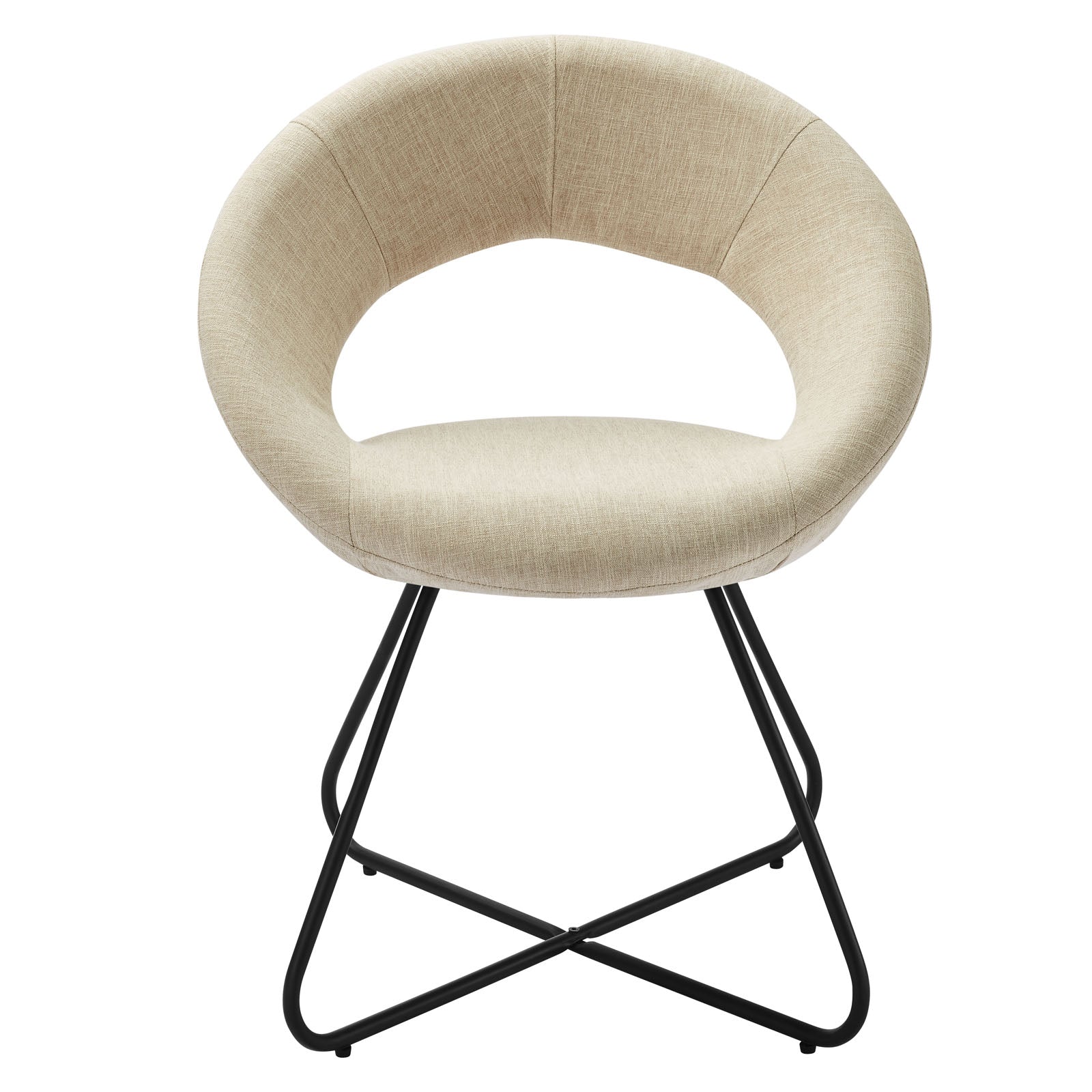 Modway Dining Chairs - Nouvelle Upholstered Fabric Dining Chair Set of 2 Black Beige