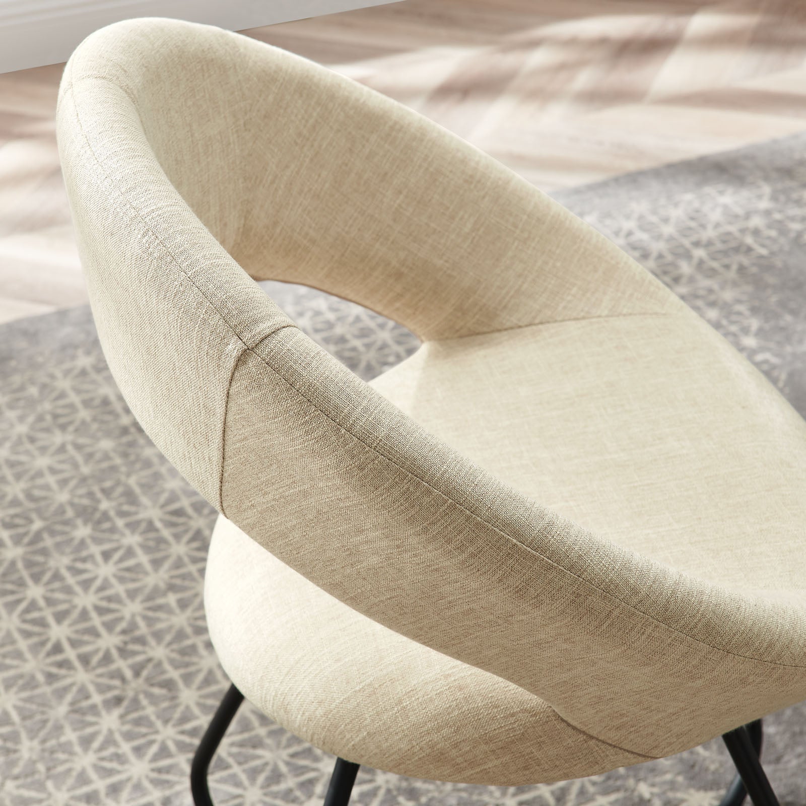 Modway Dining Chairs - Nouvelle Upholstered Fabric Dining Chair Set of 2 Black Beige