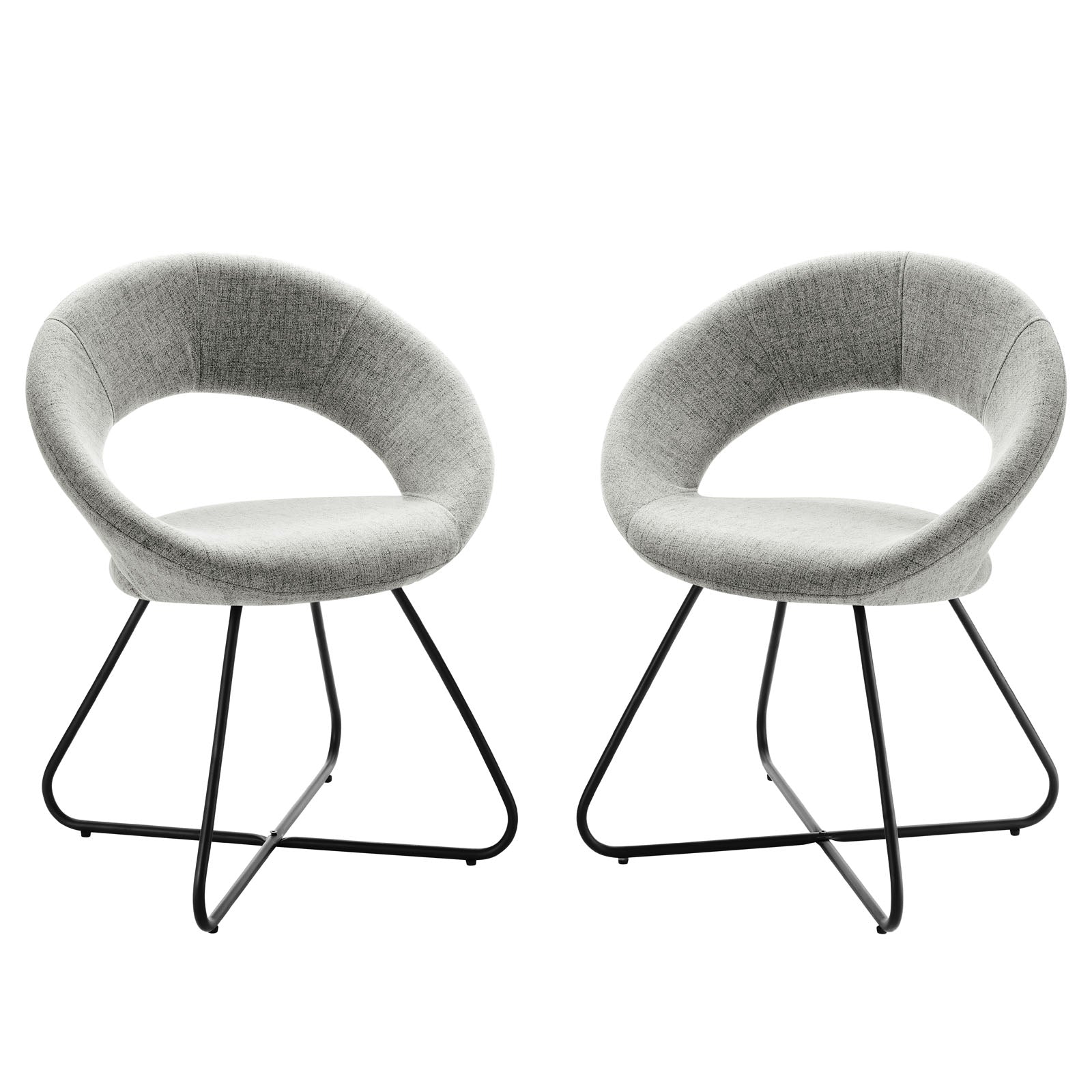 Modway Dining Chairs - Nouvelle Upholstered Fabric Dining Chair Set of 2 Black Light Gray