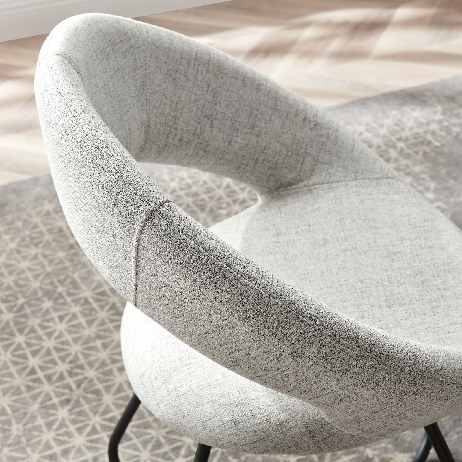 Modway Dining Chairs - Nouvelle Upholstered Fabric Dining Chair Set of 2 Black Light Gray