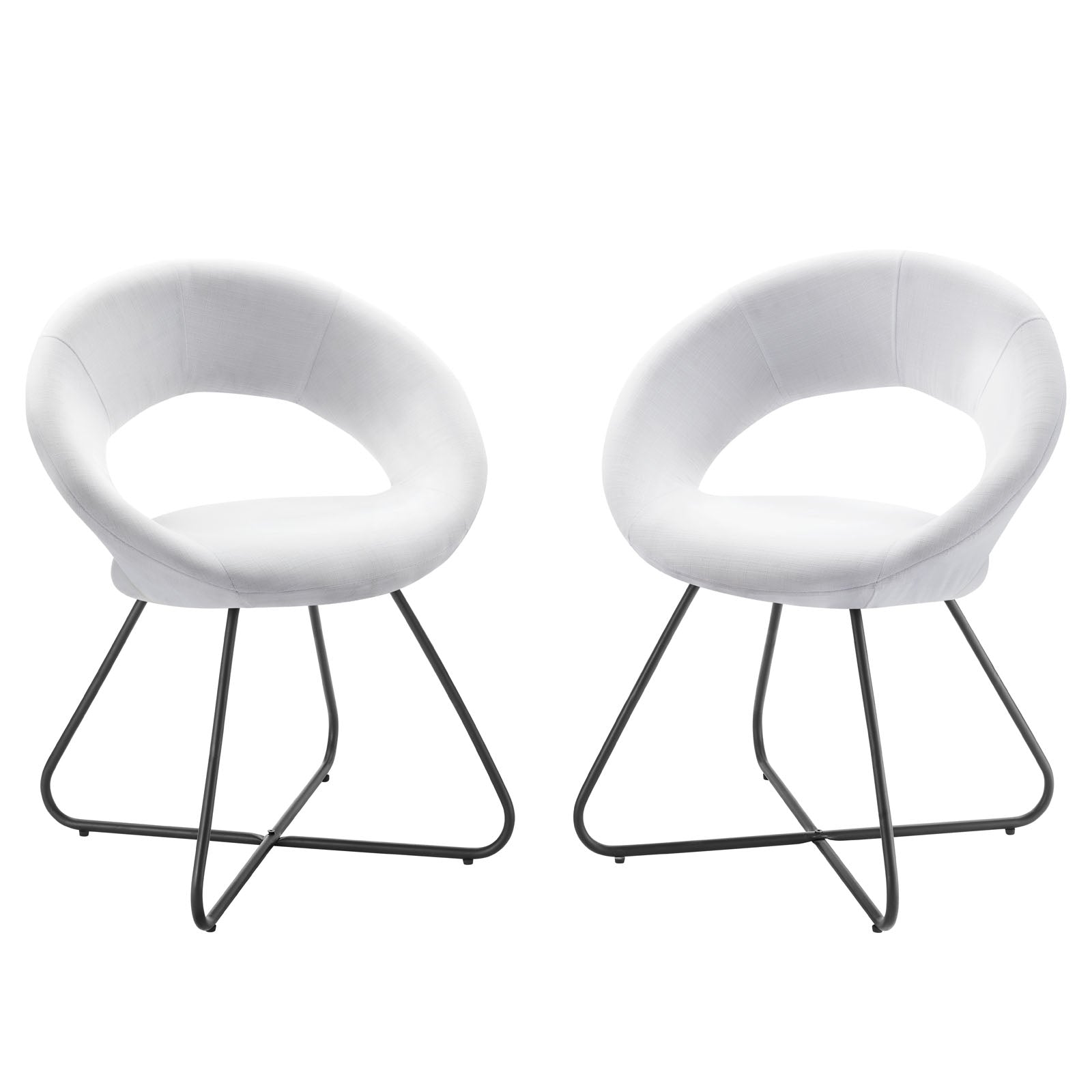 Modway Dining Chairs - Nouvelle Upholstered Fabric Dining Chair Set of 2 Black White