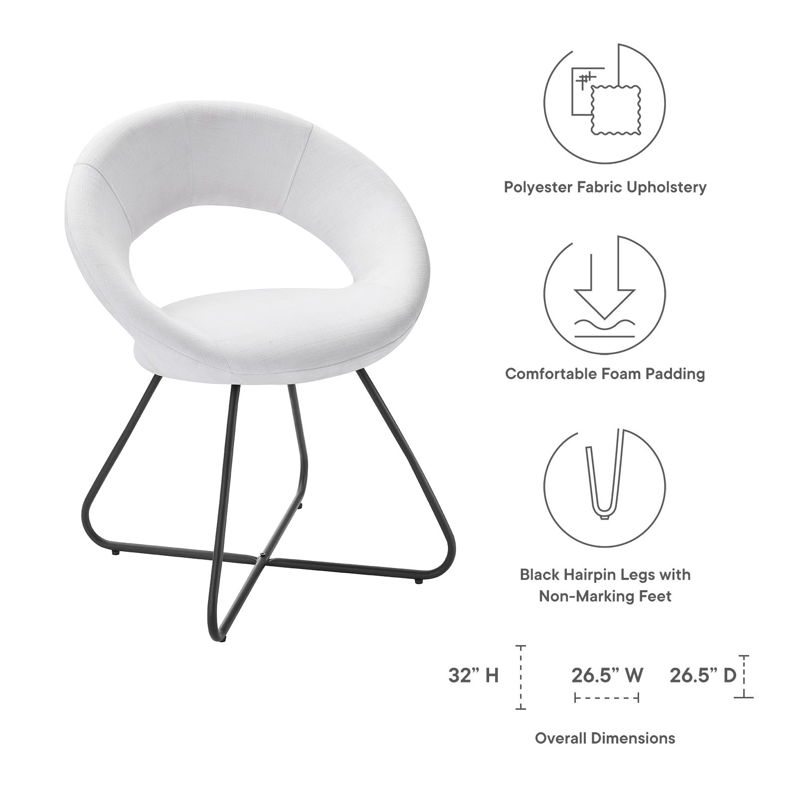 Modway Dining Chairs - Nouvelle Upholstered Fabric Dining Chair Set of 2 Black White