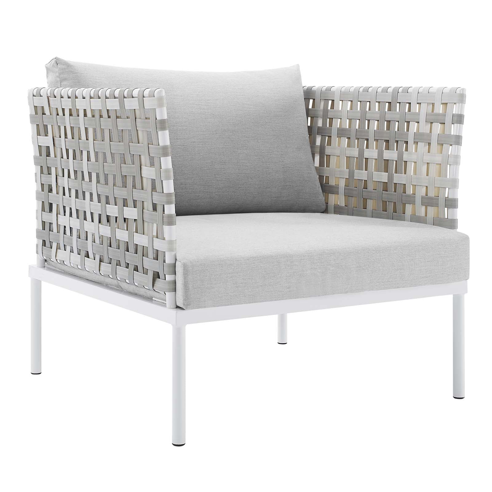 Modway Outdoor Conversation Sets - Harmony 3-Piece Sunbrella Basket Weave Outdoor Patio Aluminum Seating Set Taupe Gray