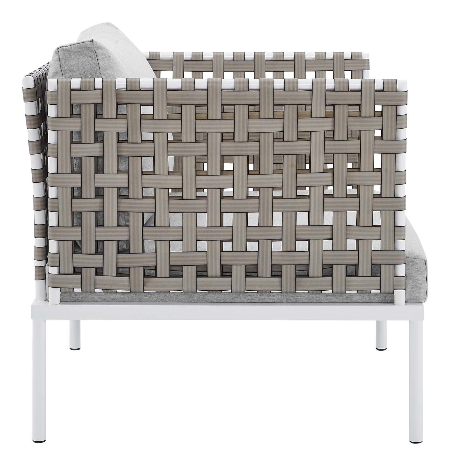Modway Outdoor Conversation Sets - Harmony 3-Piece Sunbrella Basket Weave Outdoor Patio Aluminum Seating Set Tan Gray