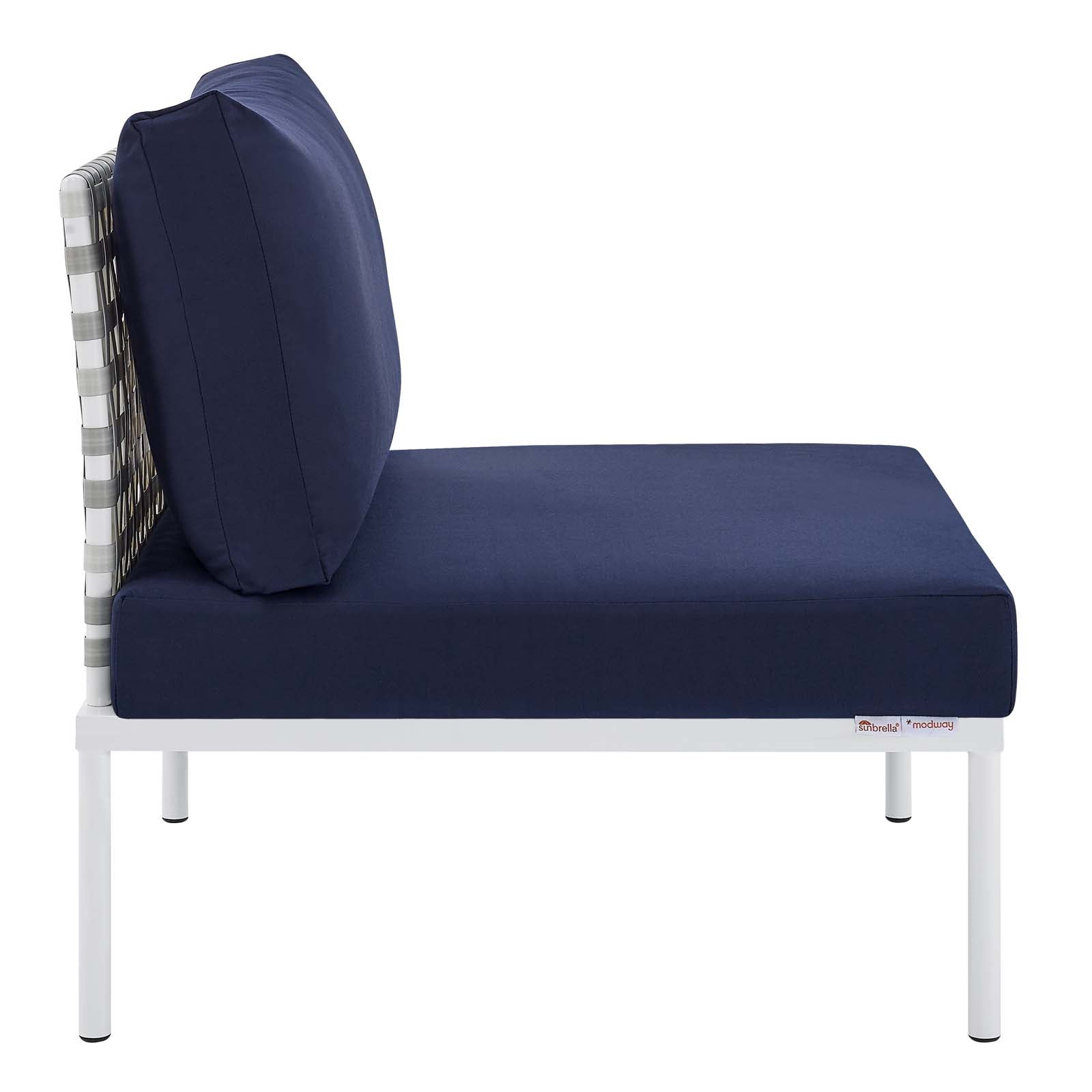Modway Outdoor Conversation Sets - Harmony 4-Piece Sunbrella Basket Outdoor Patio Aluminum Seating Set Taupe Navy