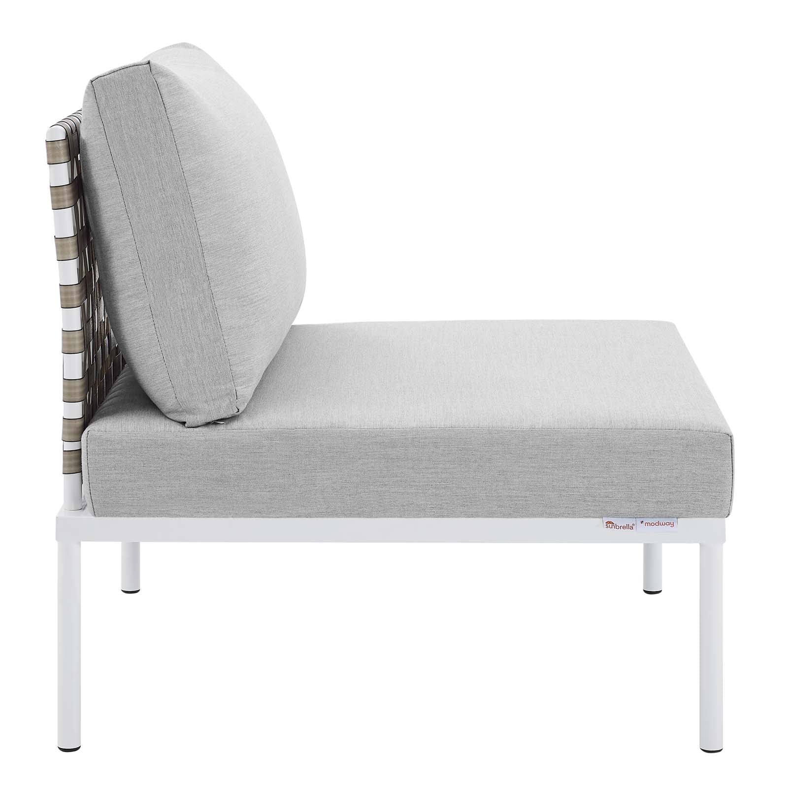 Modway Outdoor Conversation Sets - Harmony 4-Piece Sunbrella Basket Weave Outdoor Patio Aluminum Seating Set Tan Gray